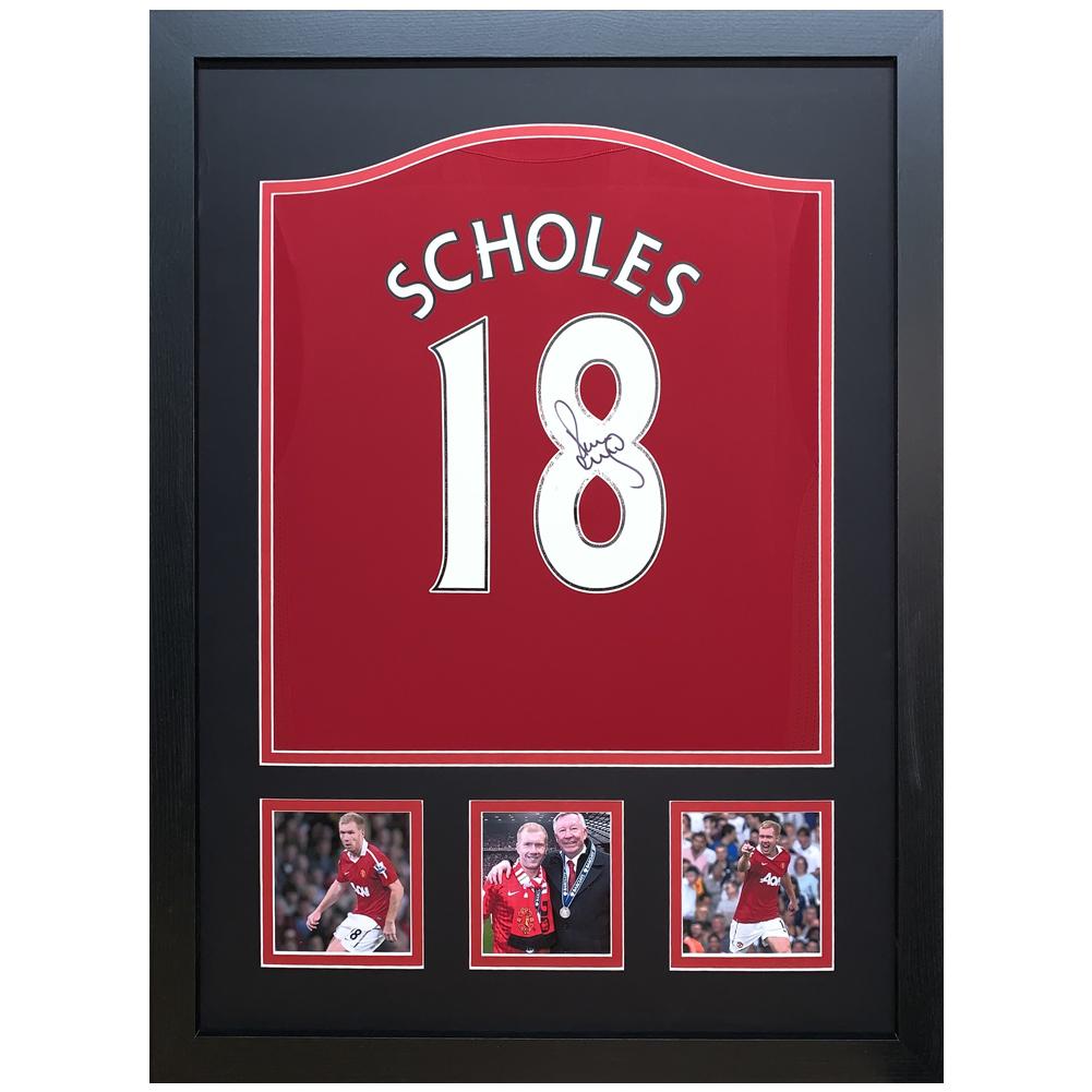 View Manchester United FC Scholes Signed Shirt Framed information