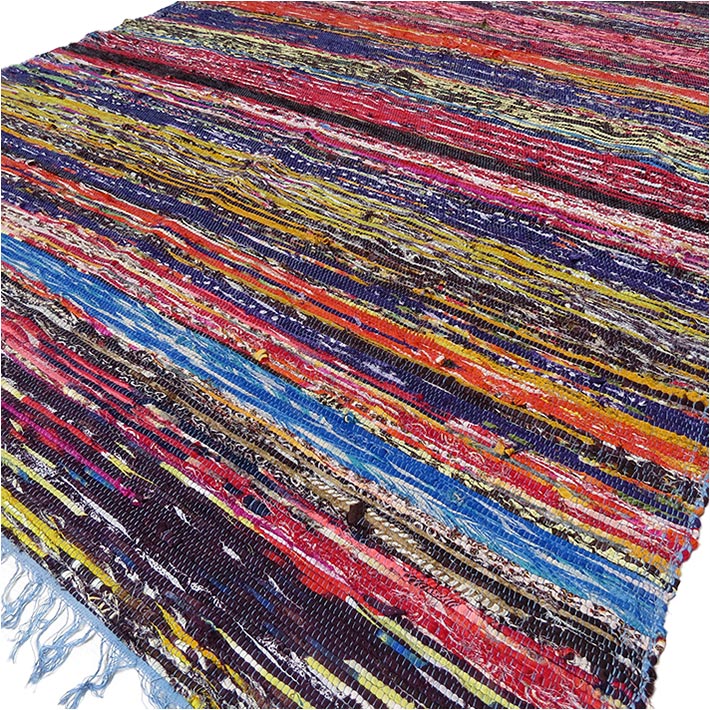 View 153 x 90cm Luxury Rag Rug Blue information