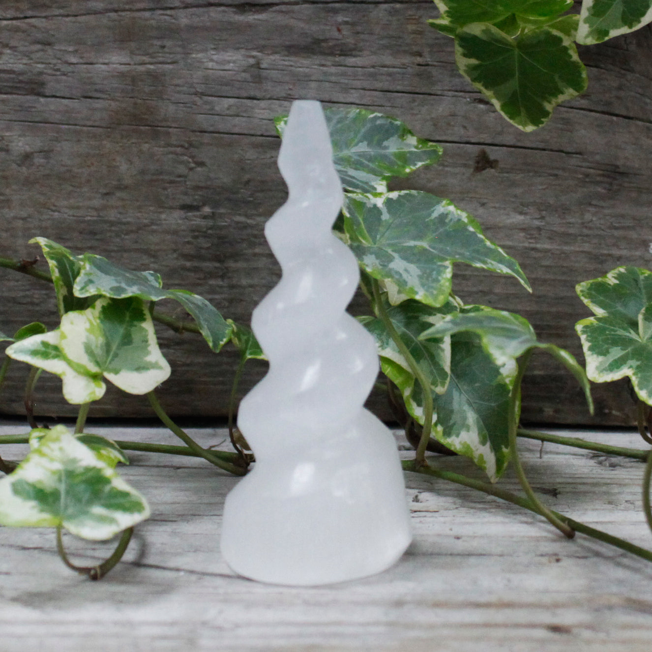 View Selenite Spiral Unicorn Horn Tower 10 cm information