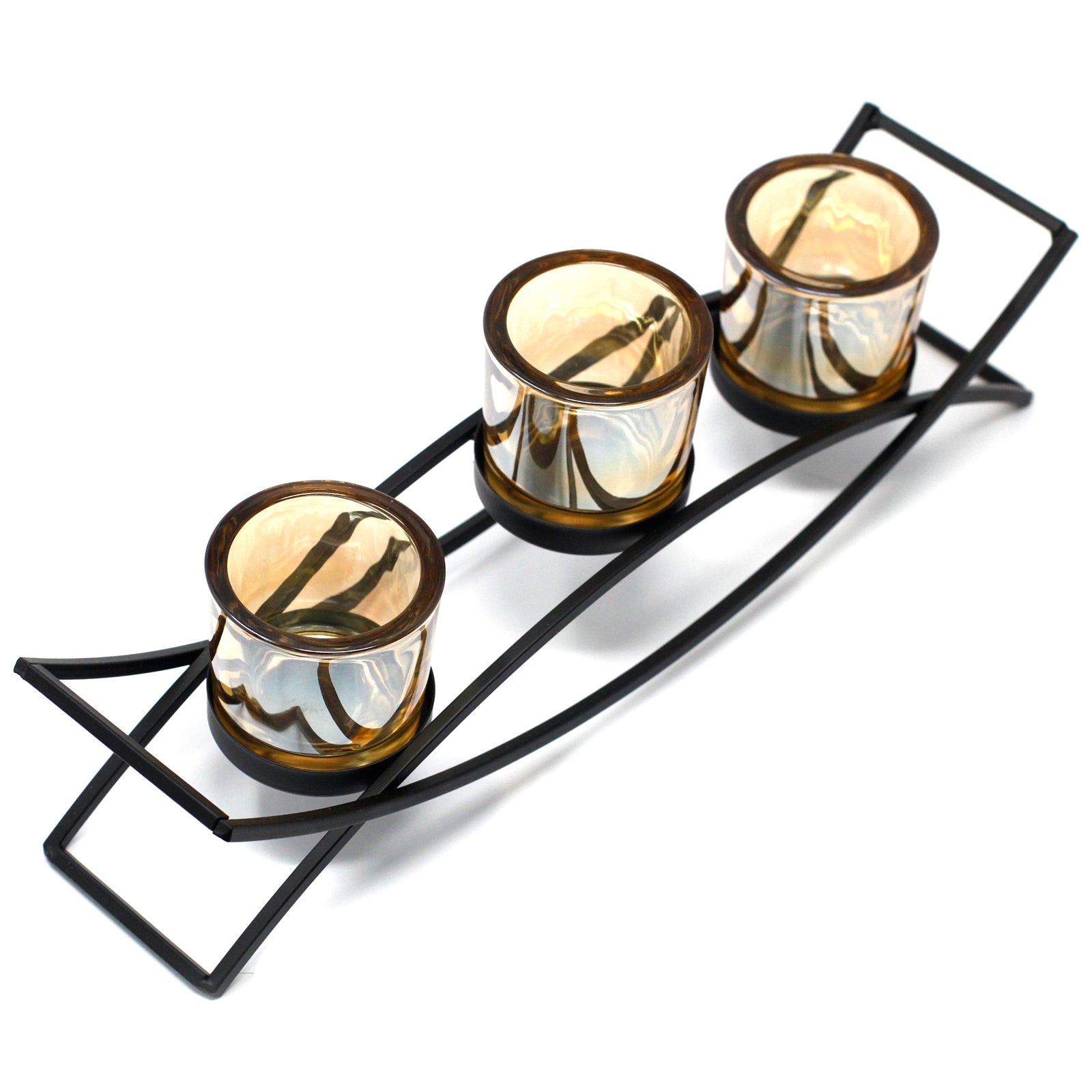 View Centrepiece Iron Votive Candle Holder 3 Cup Silluethe information