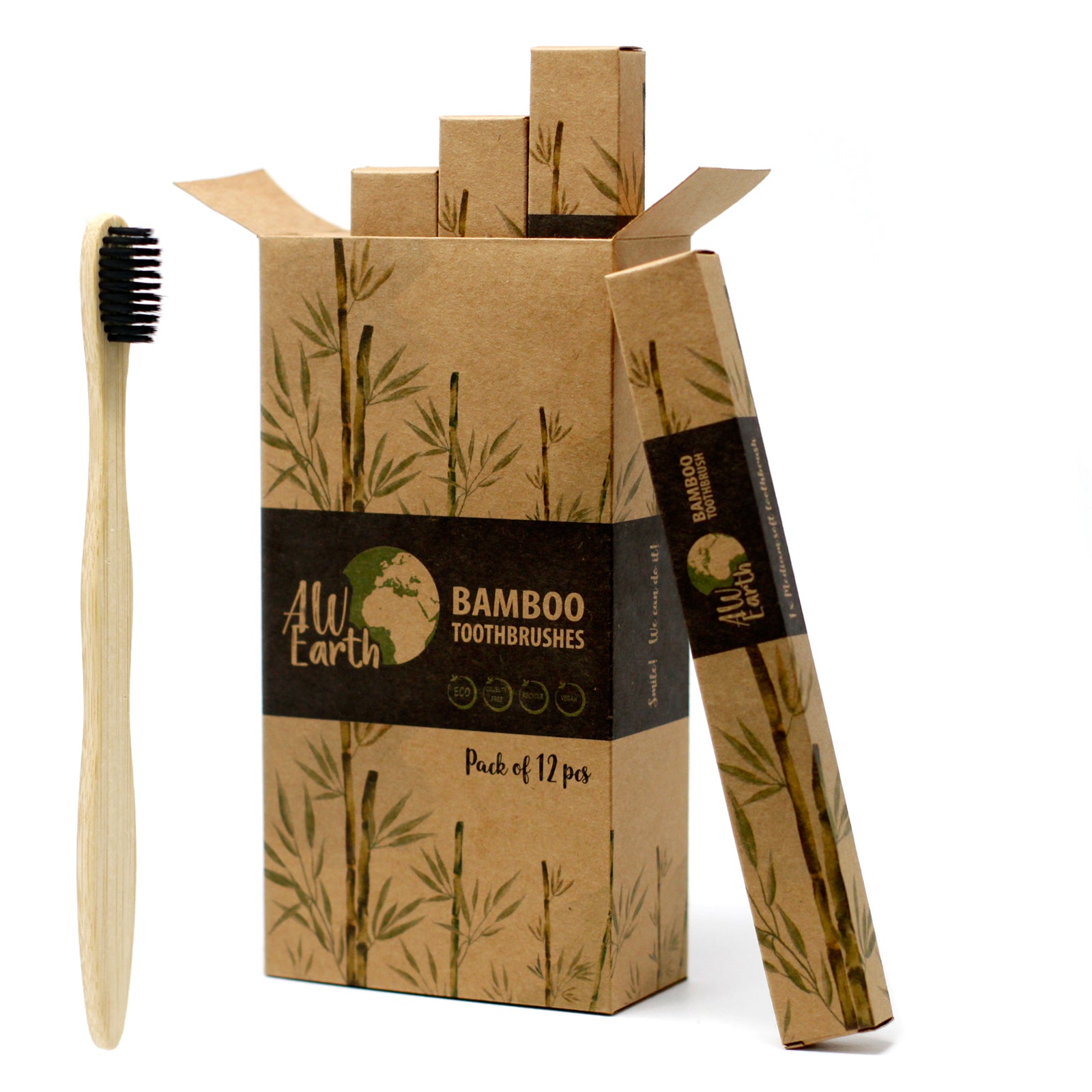 View Bamboo Toothbrush Charcoal Medium Soft information