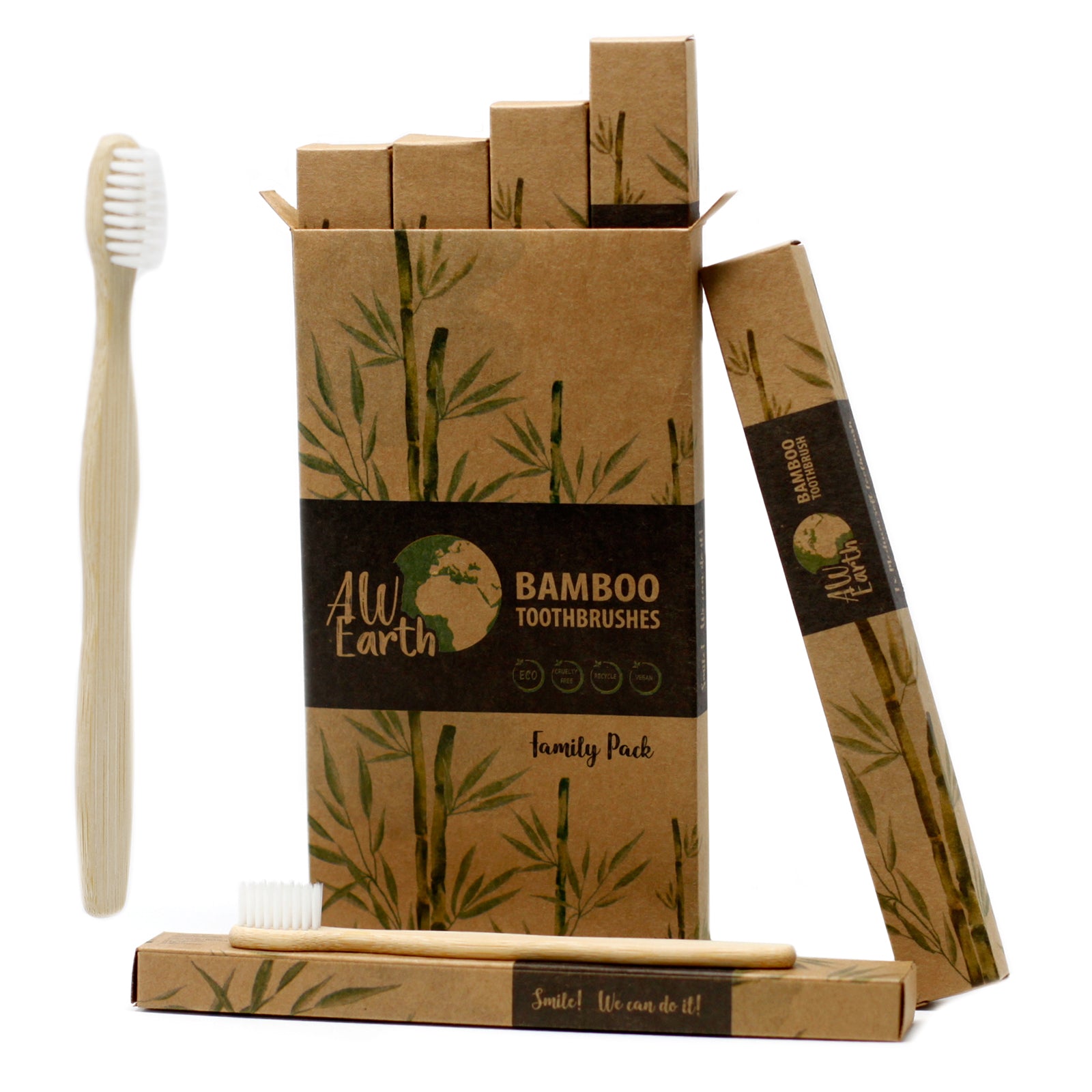 View Bamboo Toothbrush White Family Pack of 4 Med Soft information