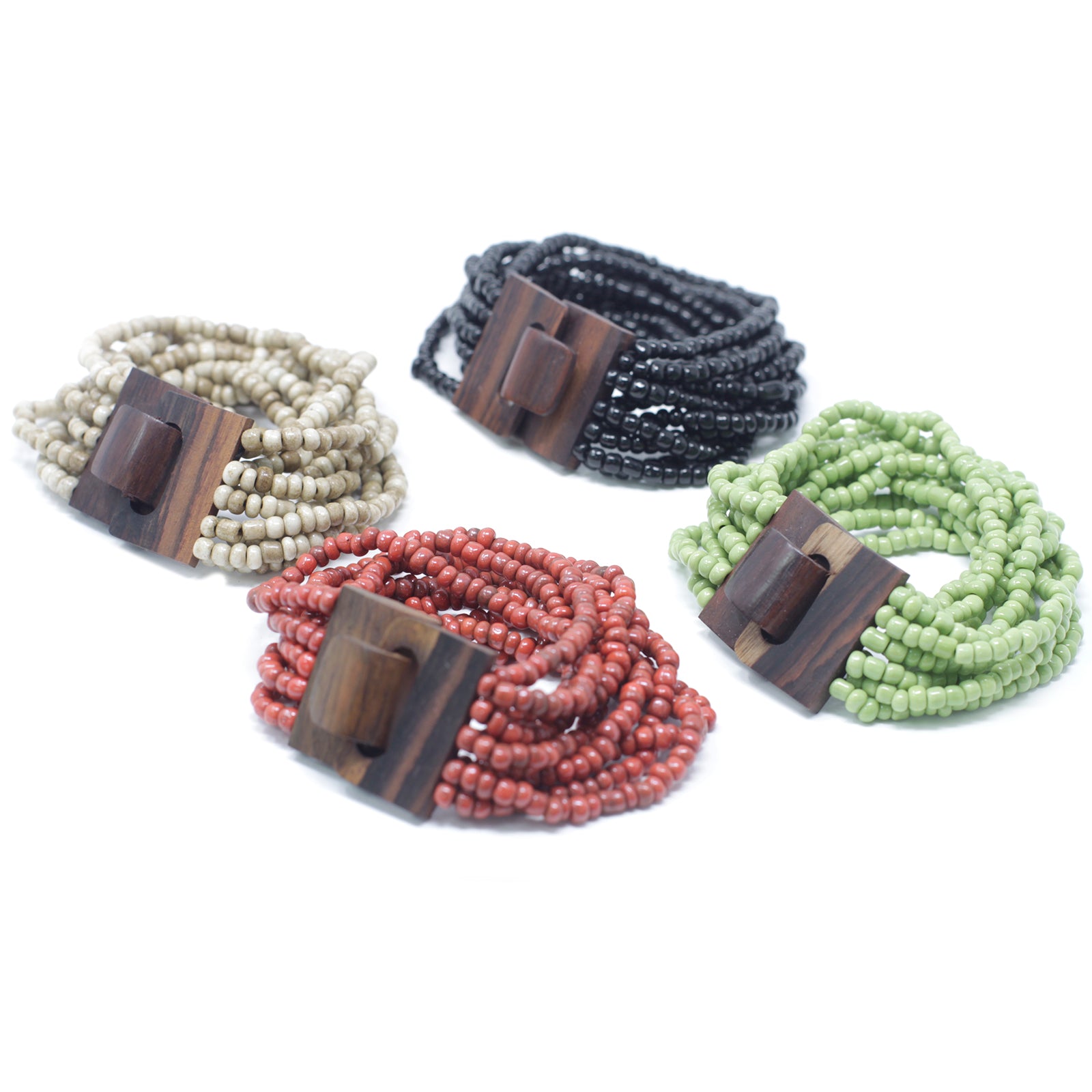 View MultiBead Bangle Wooden Clasp Assorted Colours information