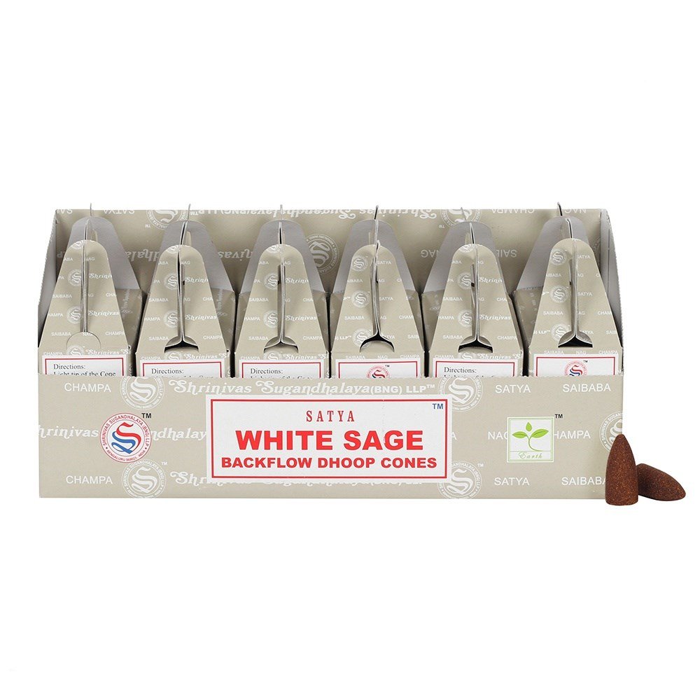 View Satya Backflow Dhoop Cones White Sage 24pcs information