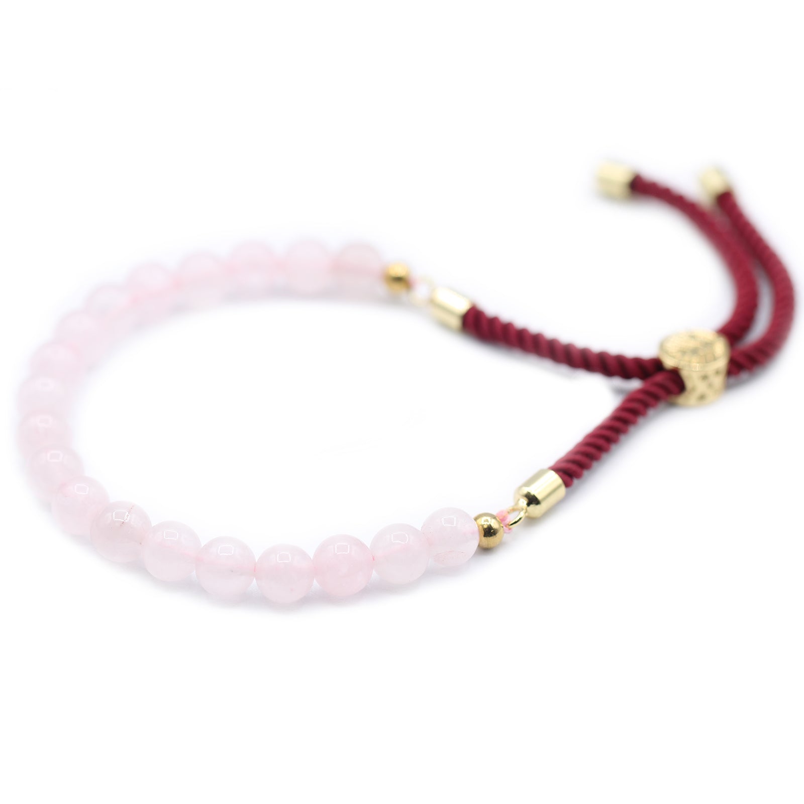 View 18K Gold Plated Gemstone Bordeaux String Bracelet Rose Quartz information