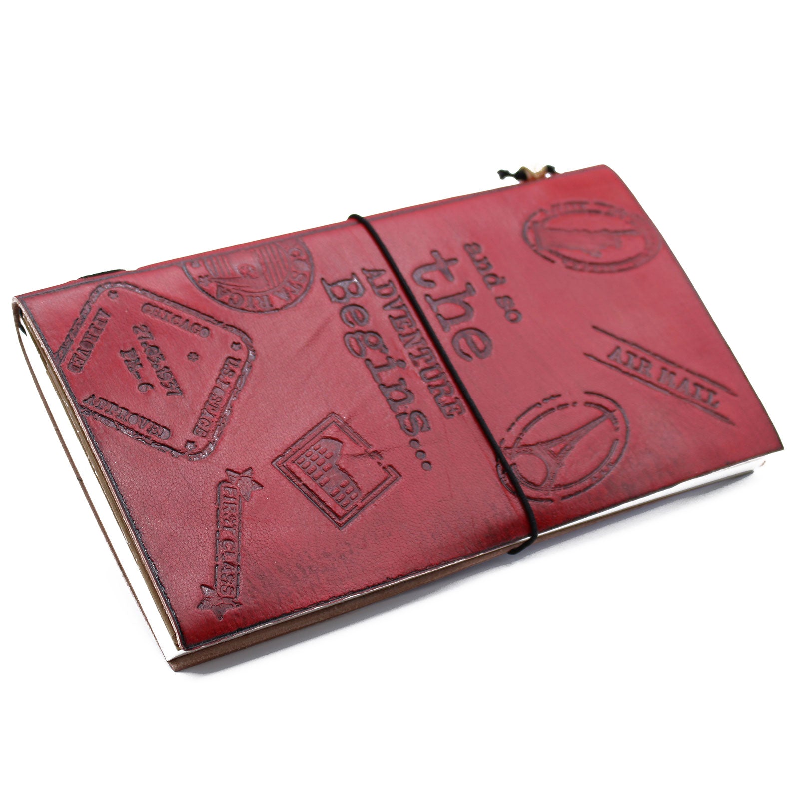 View Handmade Leather Journal The Adventure Begins Red 80 pages information