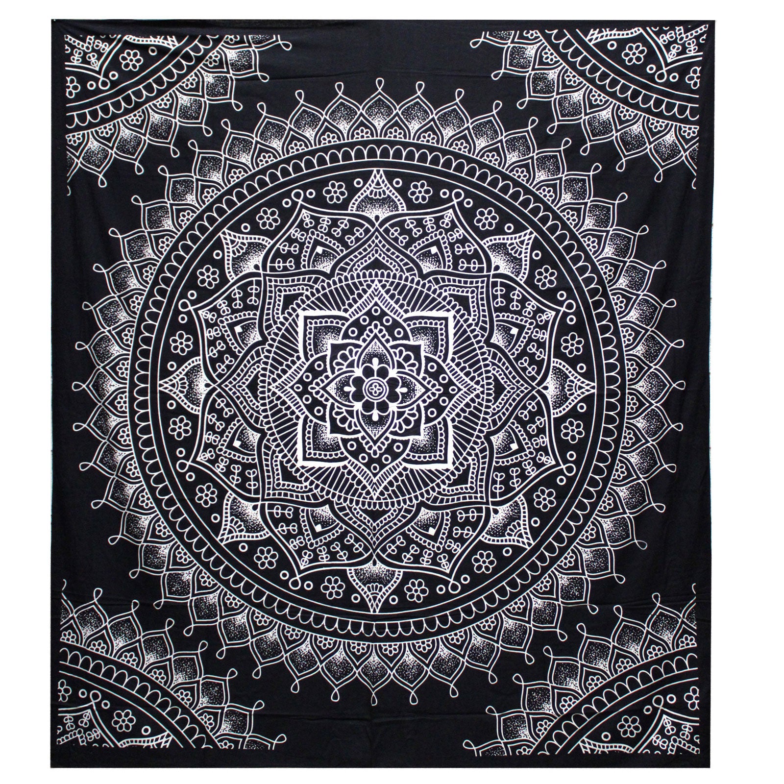 View BW Double Cotton Bedspread Wall Hanging Lotus Flower information