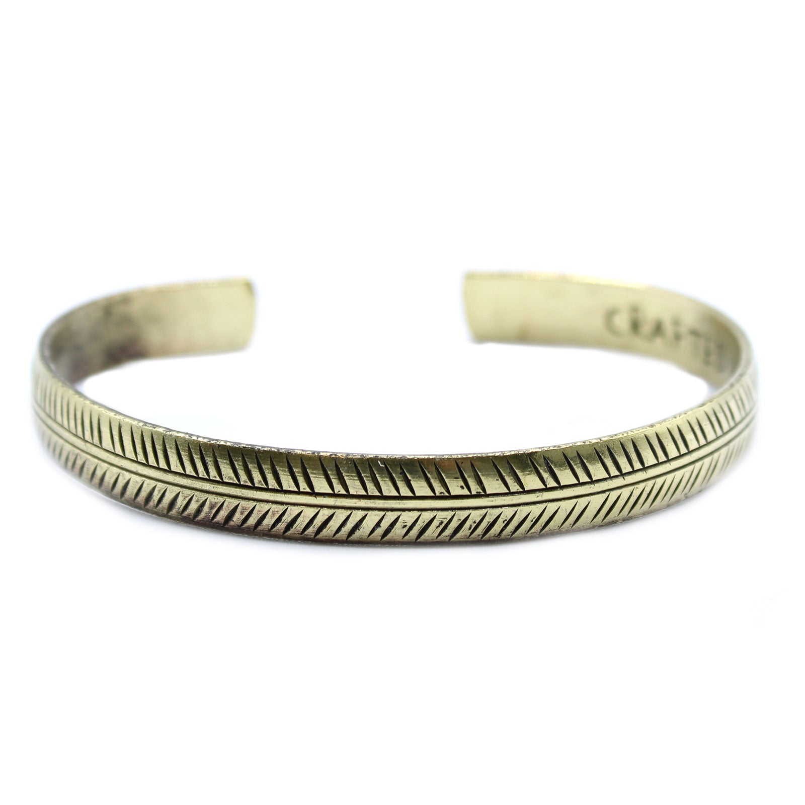 View Brass Tibetan Bracelet Slim Tribal Leaf information