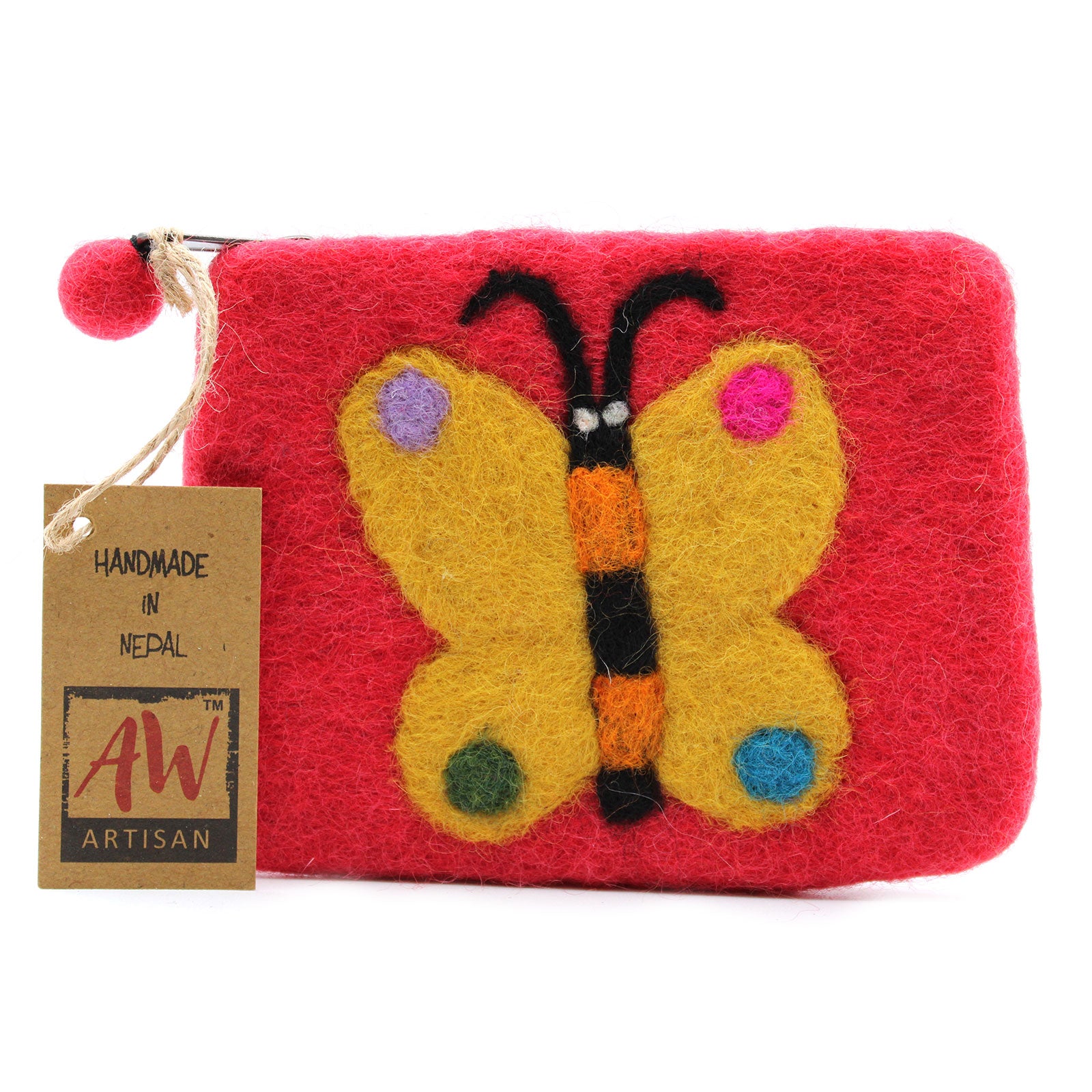 View Natural Felt Zipper Pouch asst Big Butterfly information