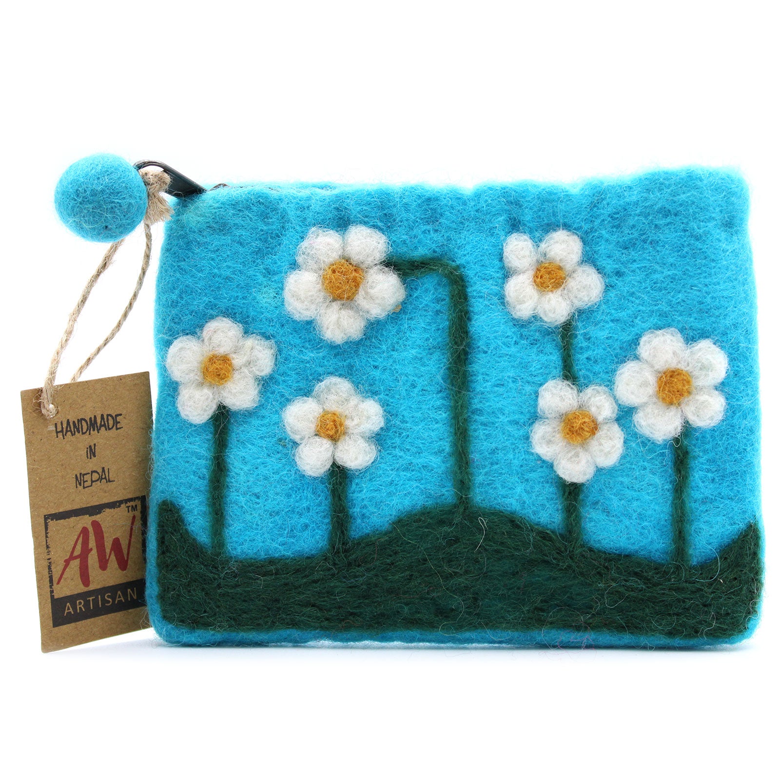 View Natural Felt Zipper Pouch asst Flower Garden information