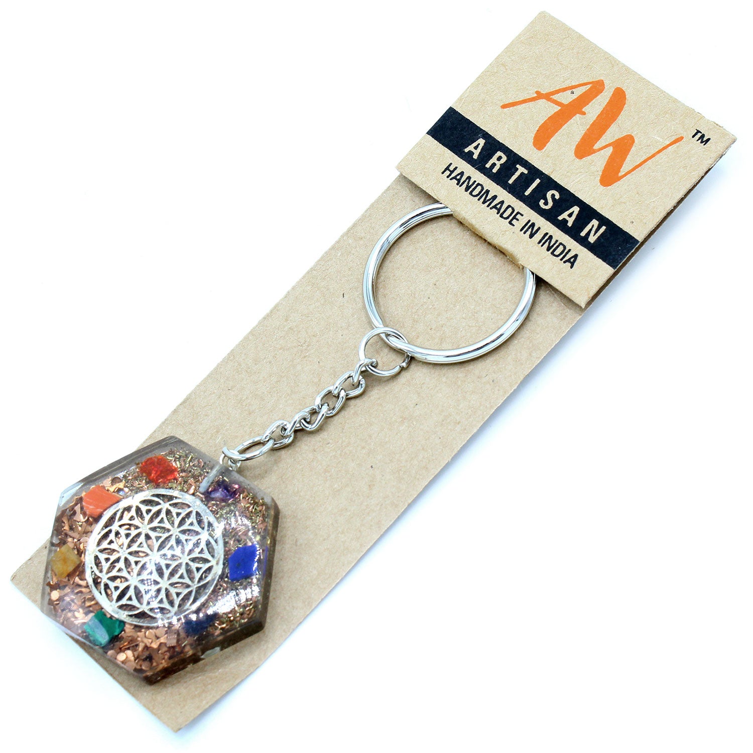 View Orgonite Power Keyring Octagon Flower of Life information