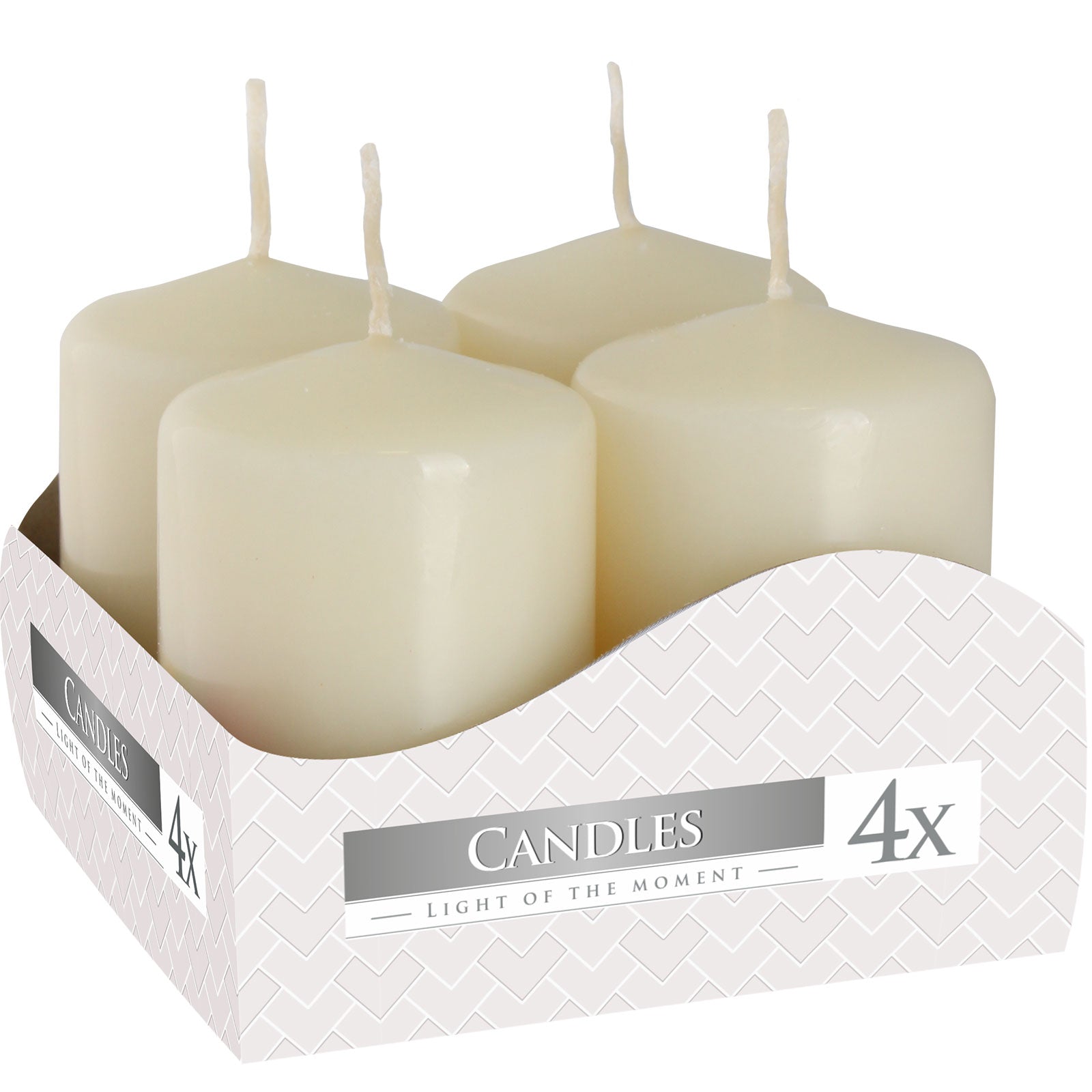 View Set of 4 Pillar Candles 40x60mm Ivory information