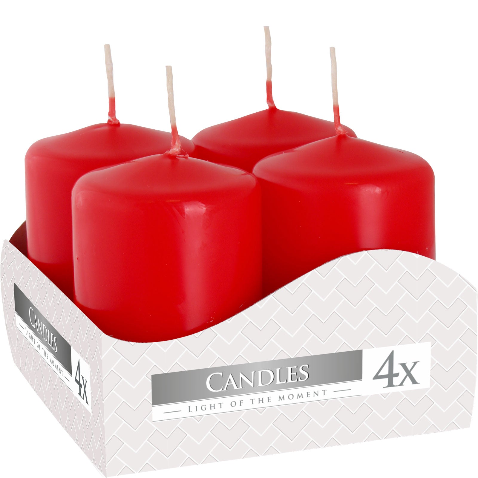 View Set of 4 Pillar Candles 40x60mm Red information