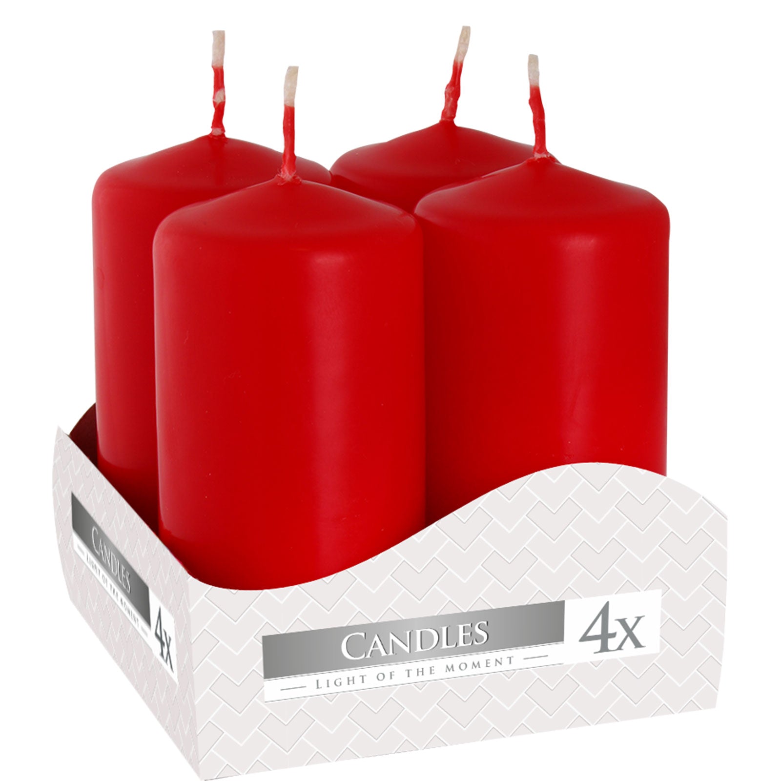 View Set of 4 Pillar Candles 40x80mm Red information