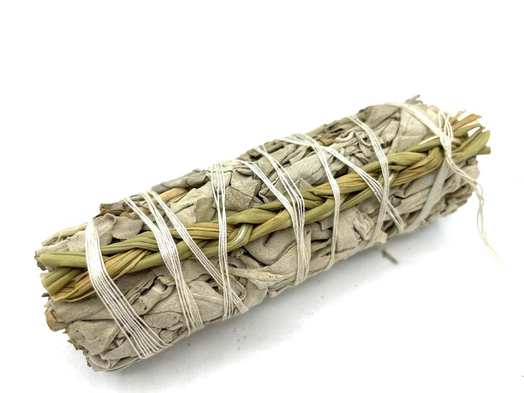 View Smudge Stick White Sage Sweetgrass 10cm information