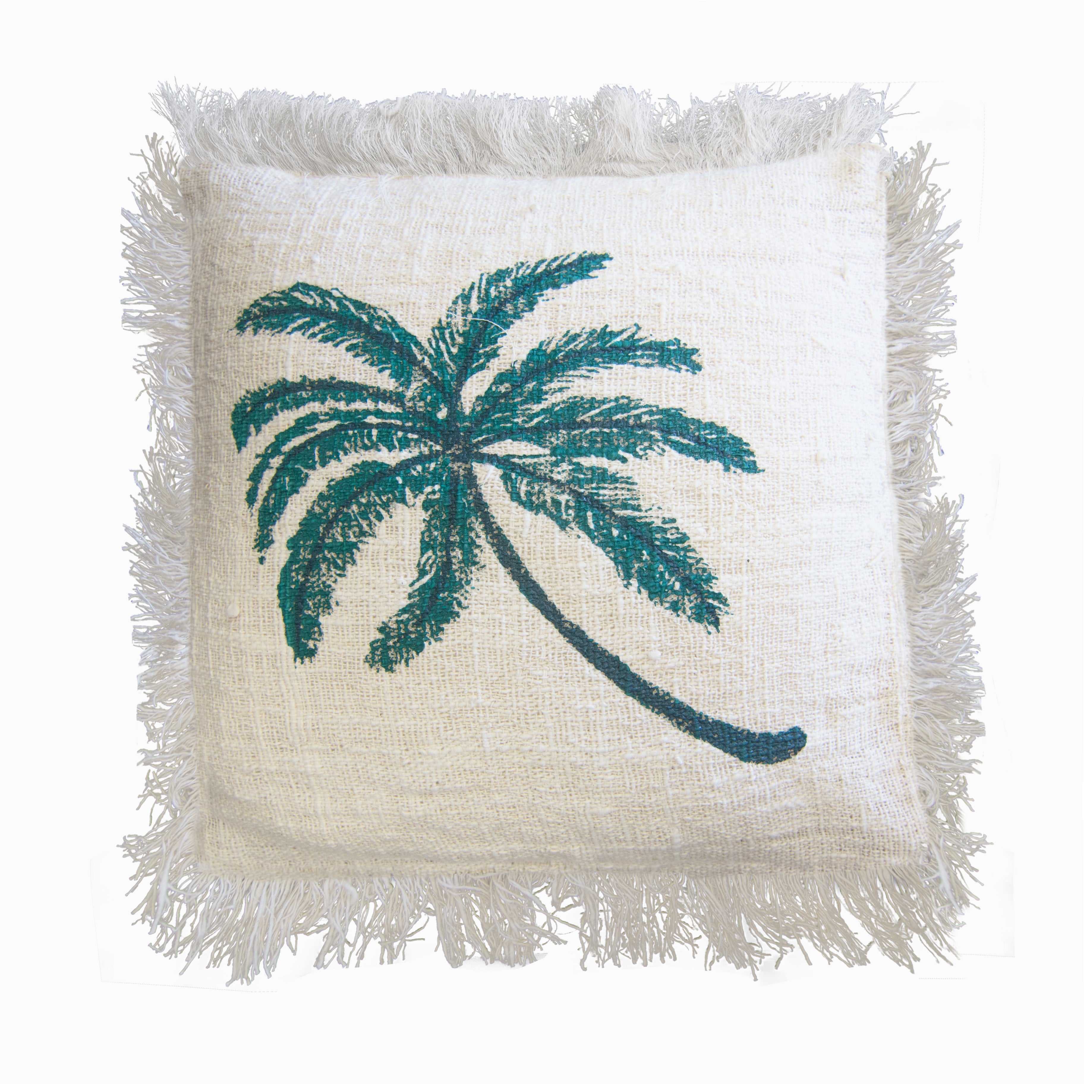 View Linen Cushion 45x45cm Palm Tree with Fringe information