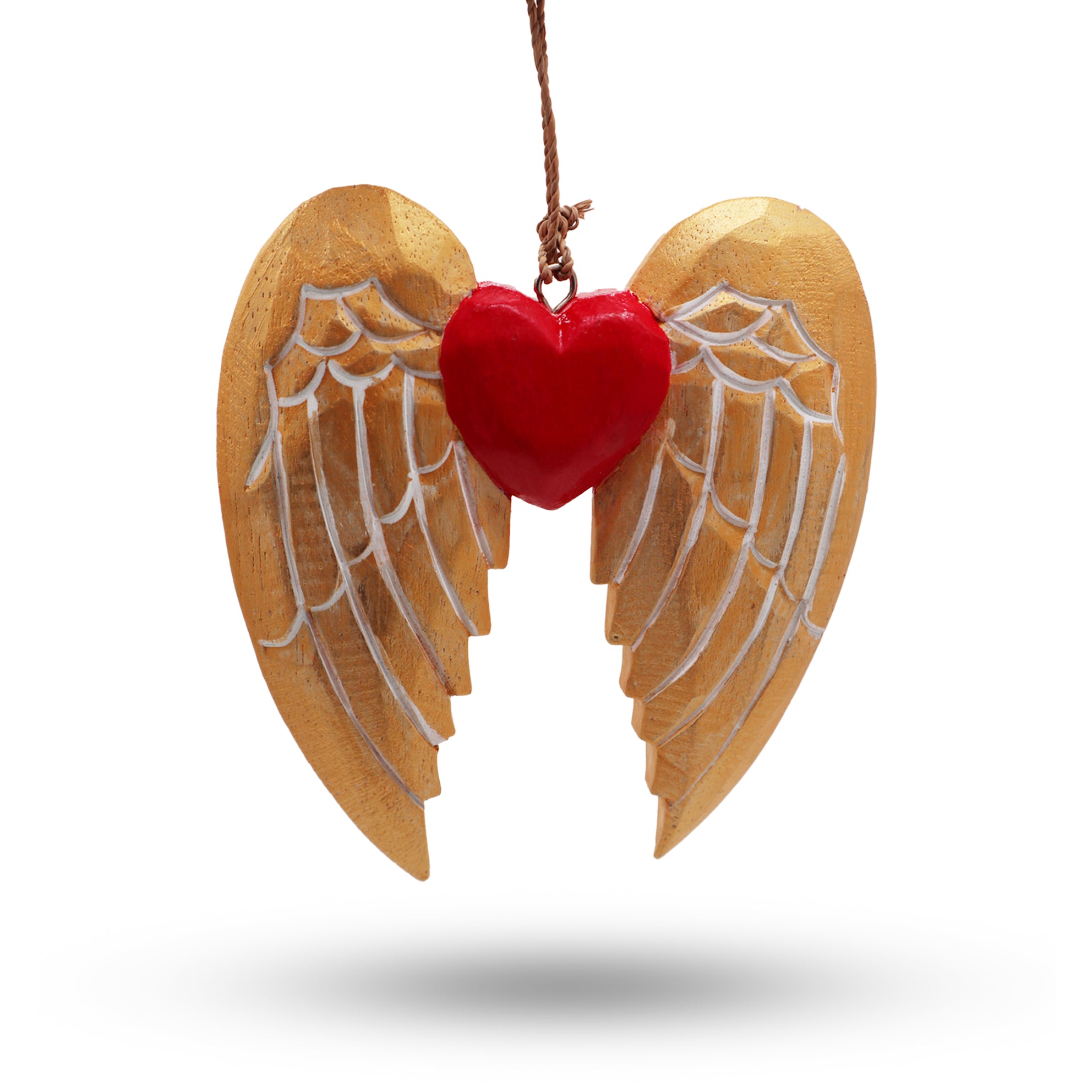 View Gold Xmas Angel Wing Heart white detail information