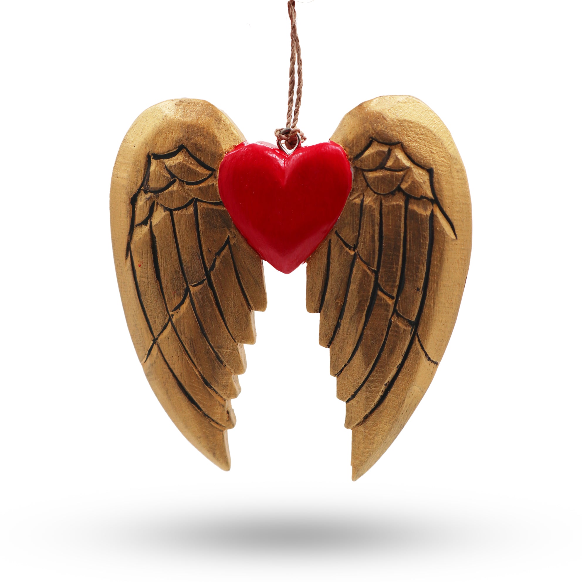 View Gold Xmas Angel Wing Heart black detail information