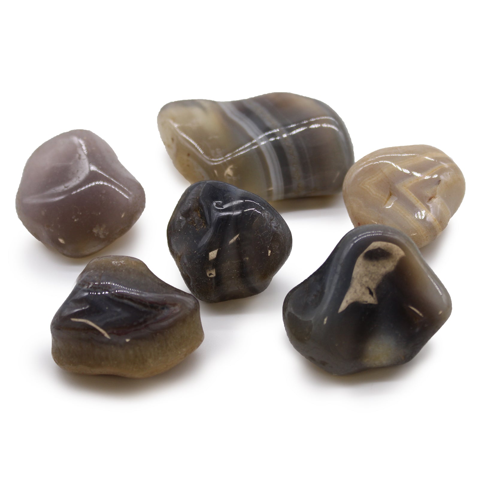 View Large African Tumble Stones Grey Agate Botswana information