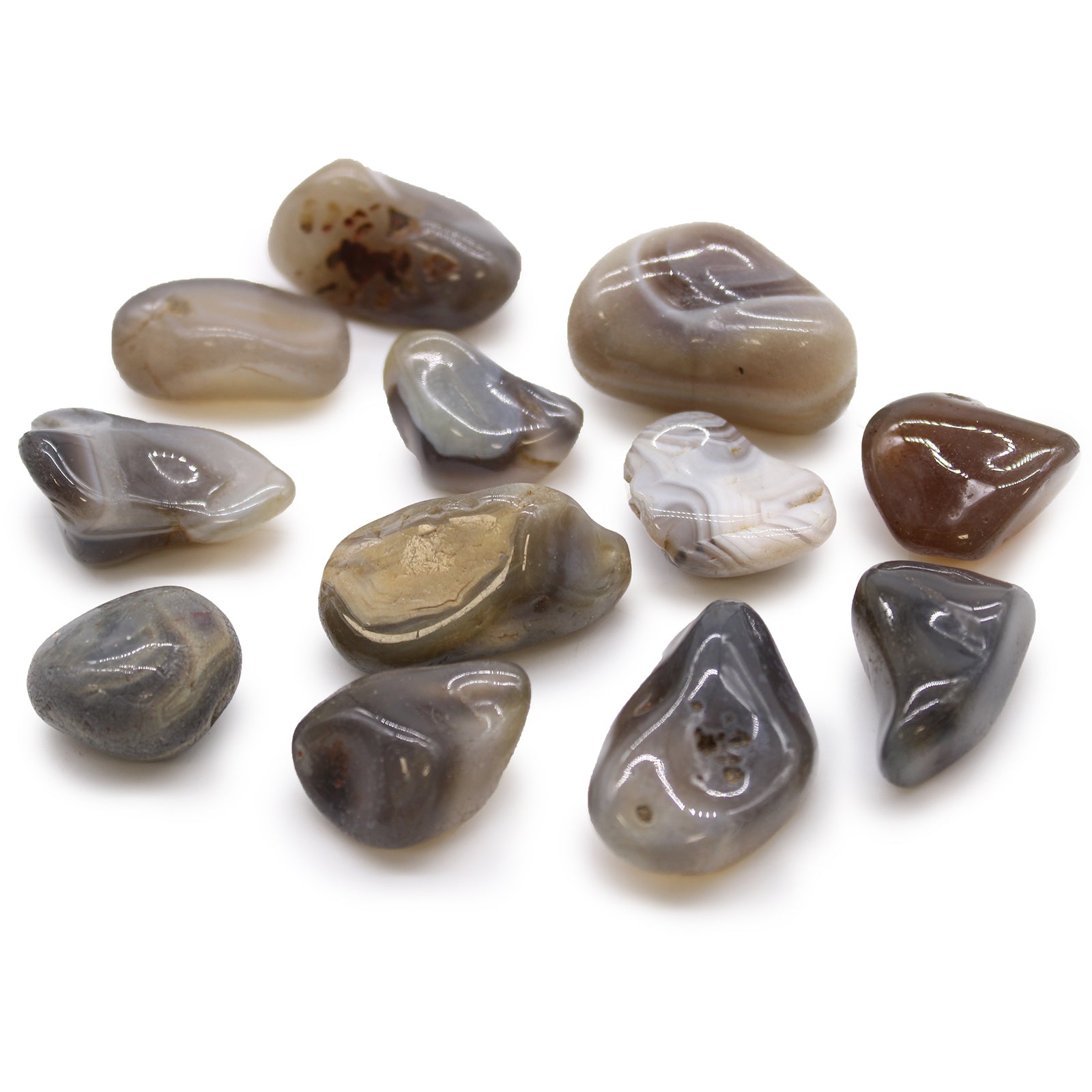 View Medium African Tumble Stones Grey Agate Botswana information