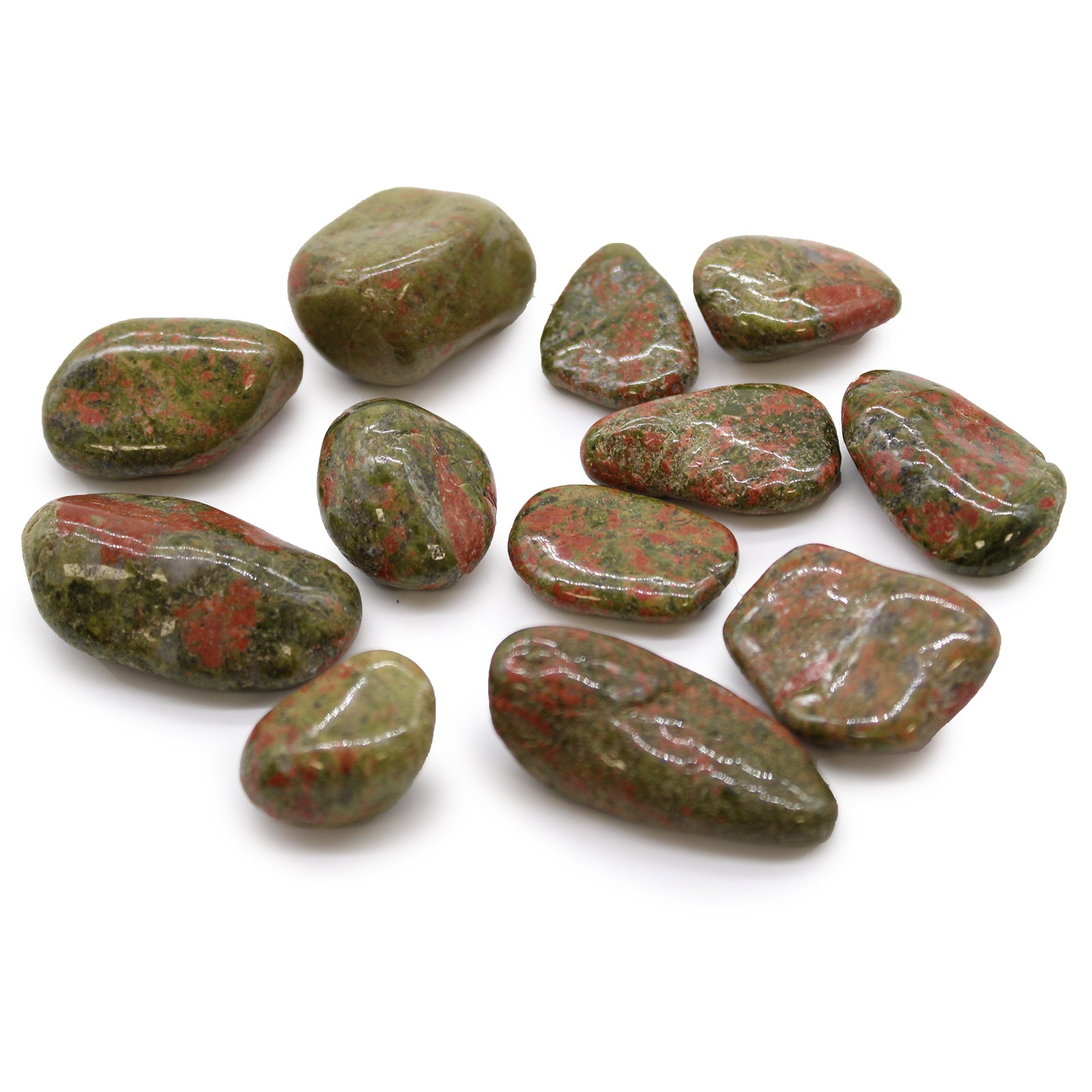 View Medium African Tumble Stones Unakite information