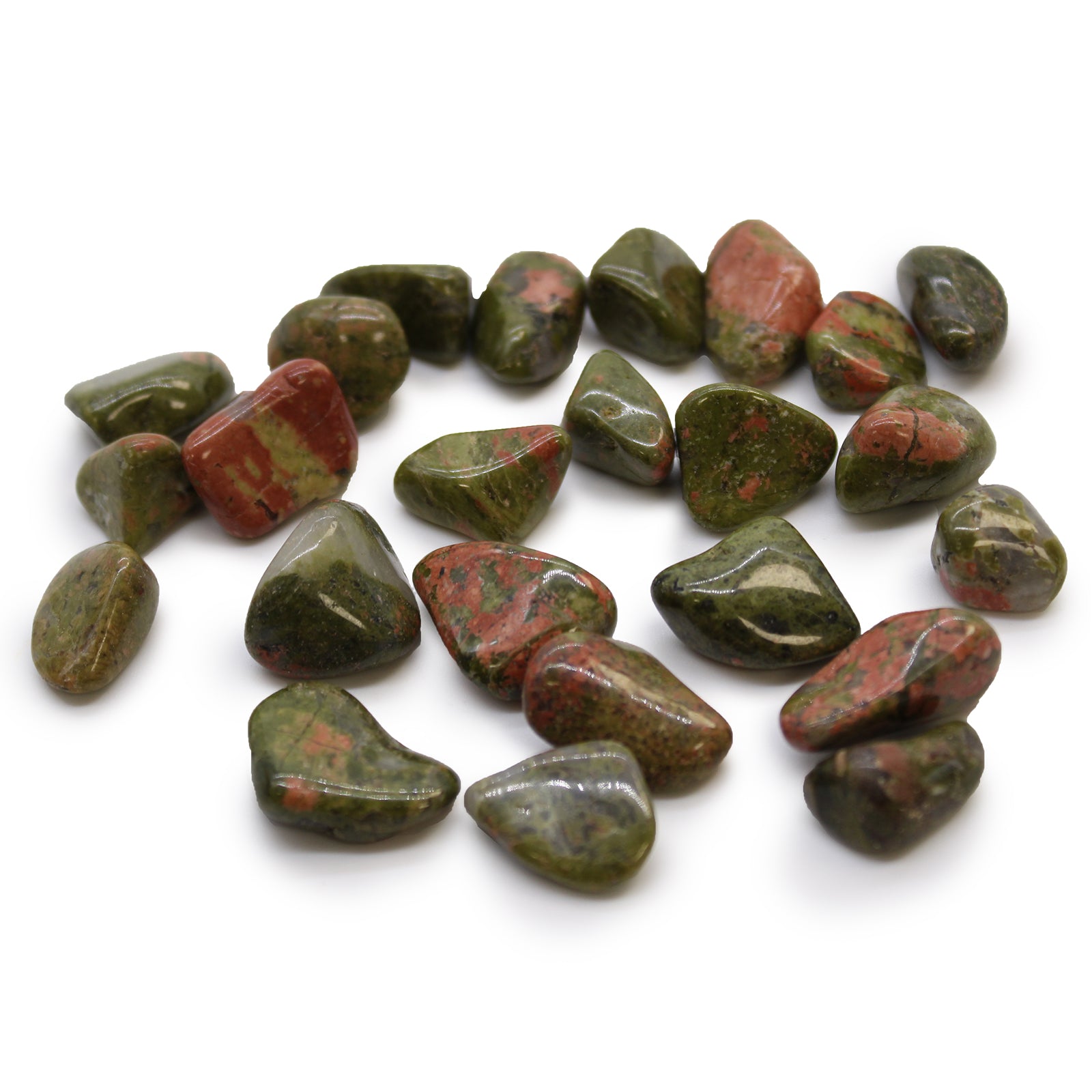 View Small African Tumble Stones Unakite information