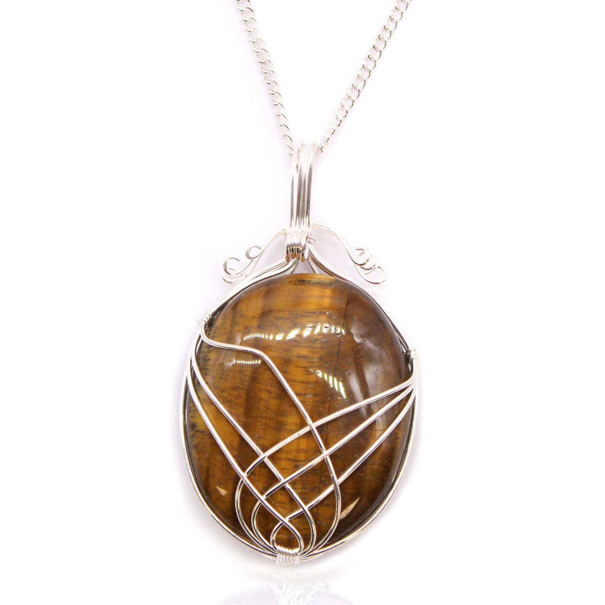 View Swirl Wrapped Gemstone Necklace Tiger Eye information