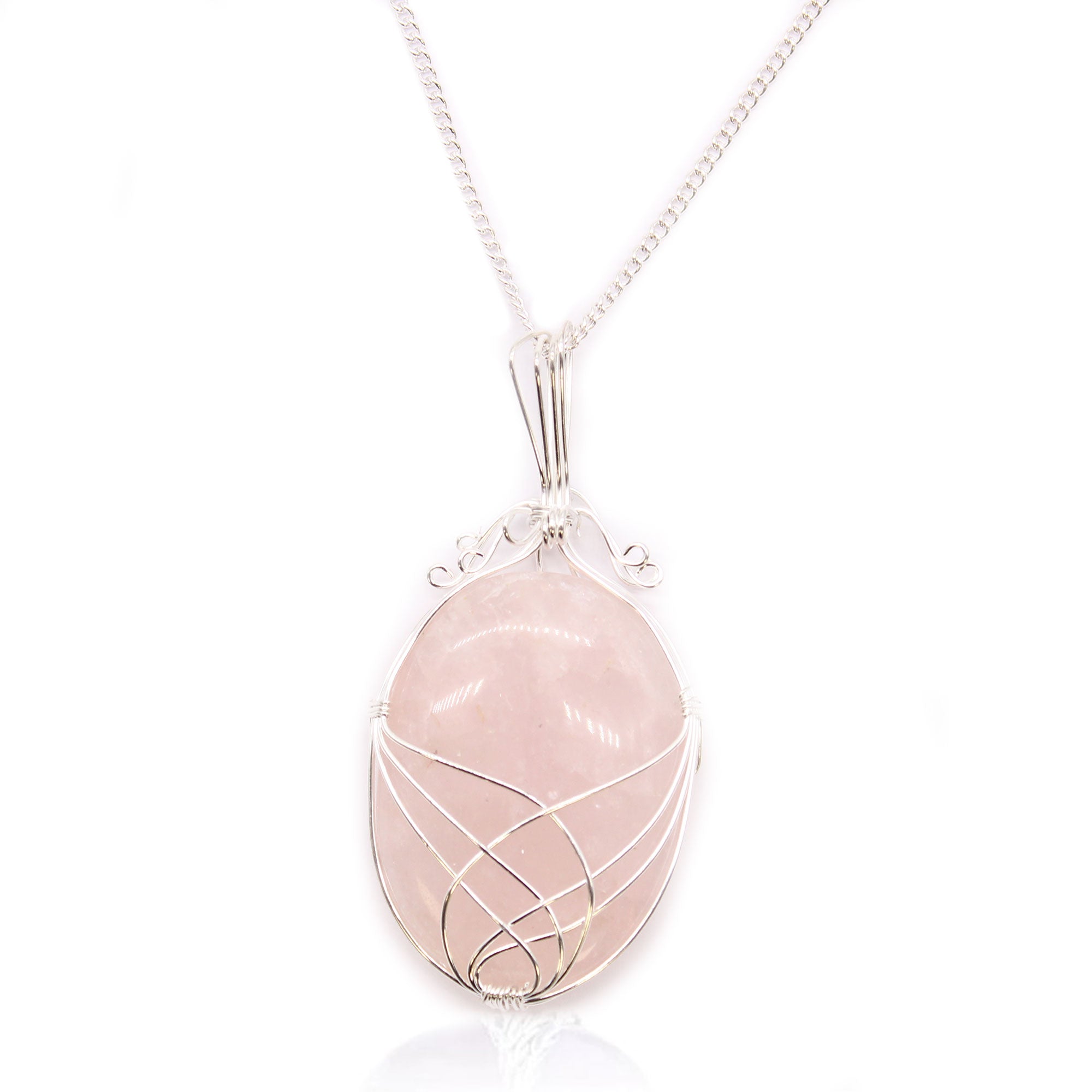 View Swirl Wrapped Gemstone Necklace Rose Quartz information