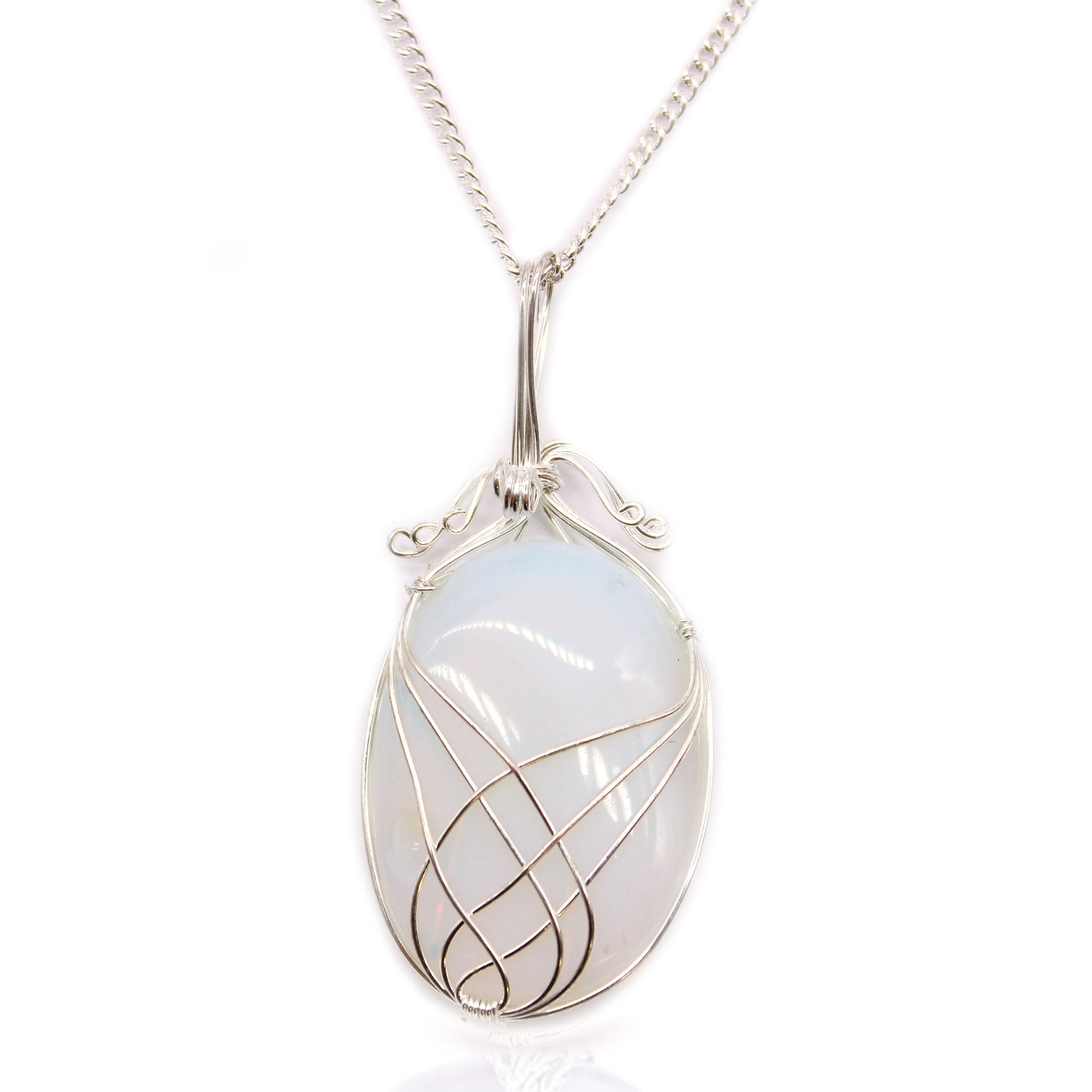 View Swirl Wrapped Gemstone Necklace Opalite information