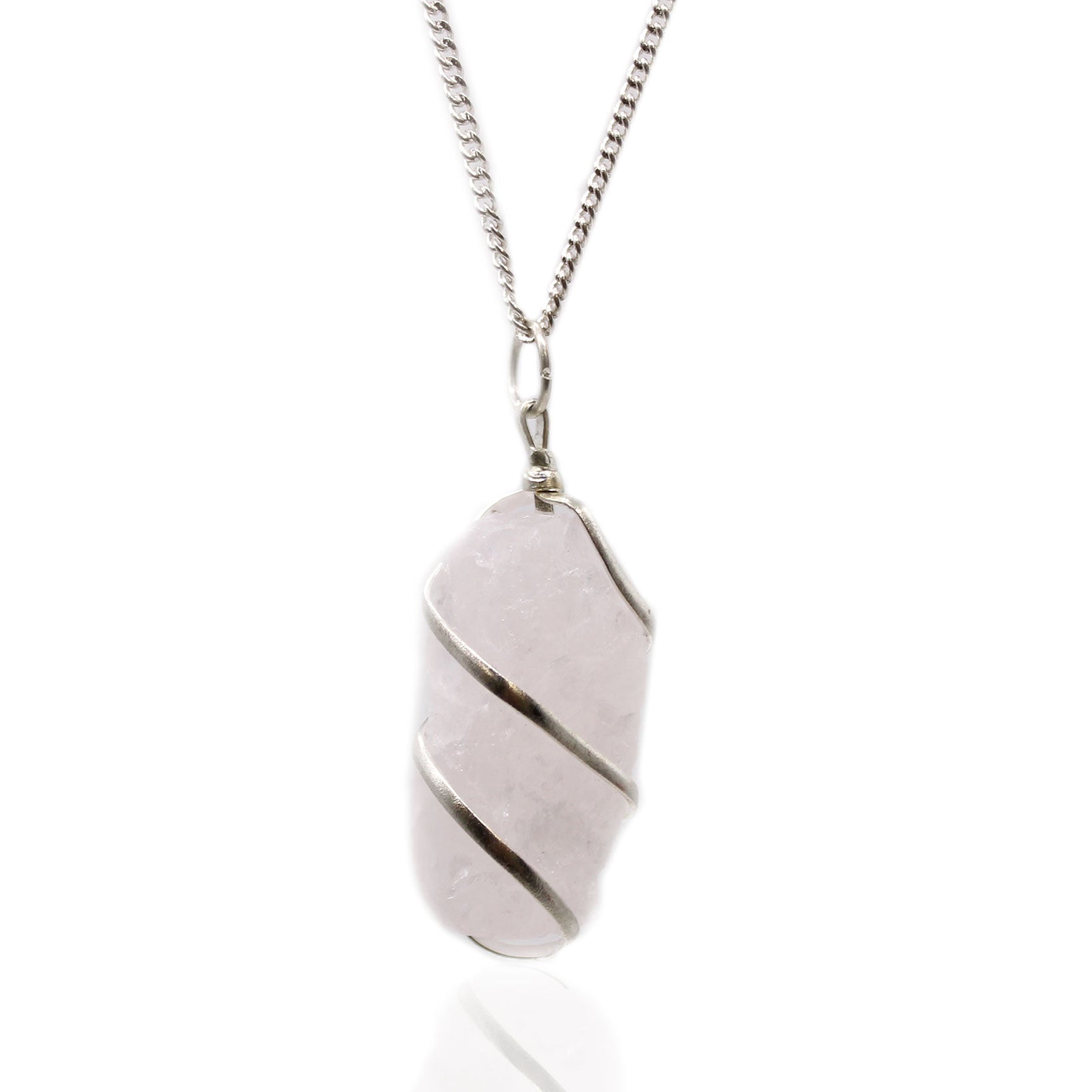 View Cascade Wrapped Gemstone Necklace Rough Rose Quartz information