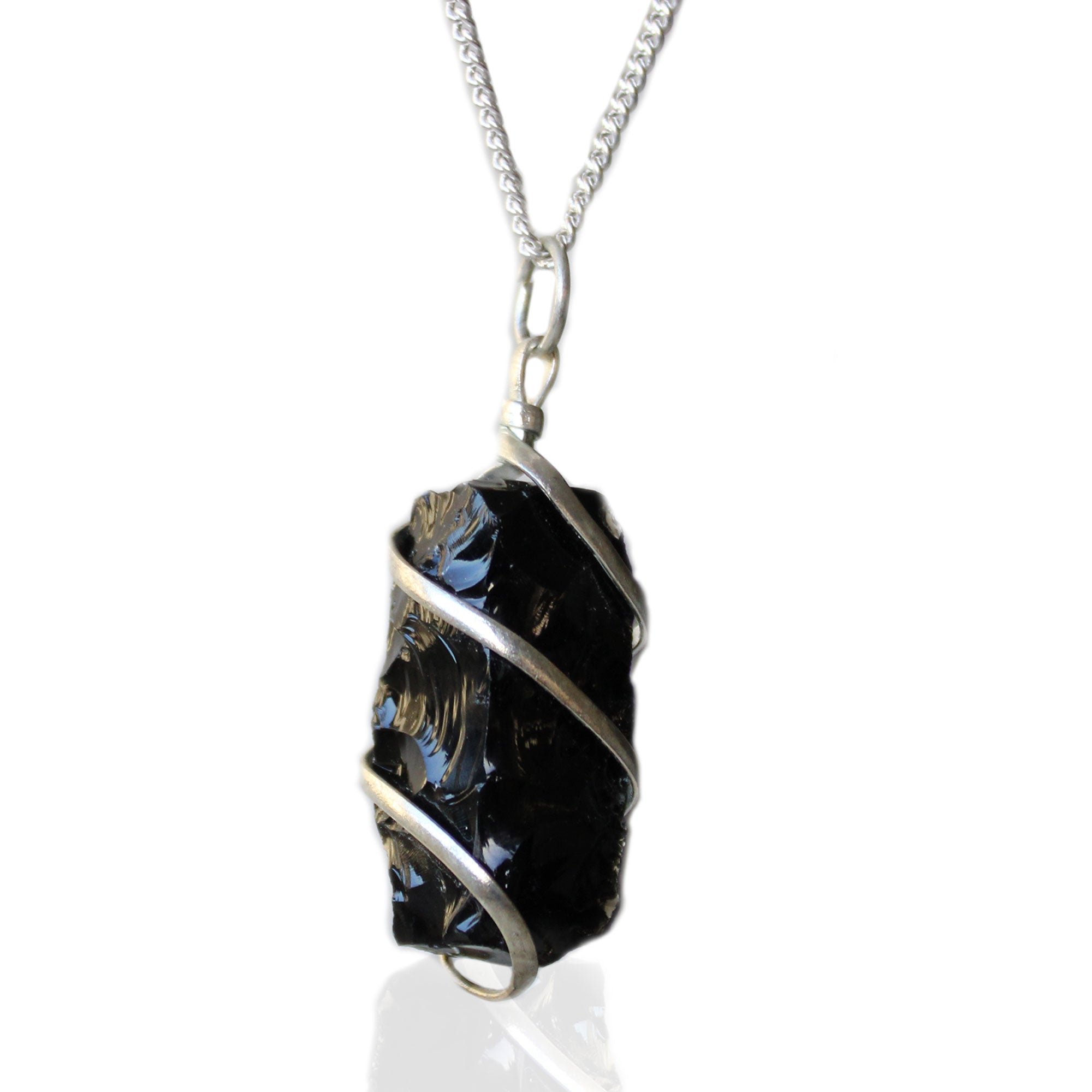 View Cascade Wrapped Gemstone Necklace Rough Black Onyx information
