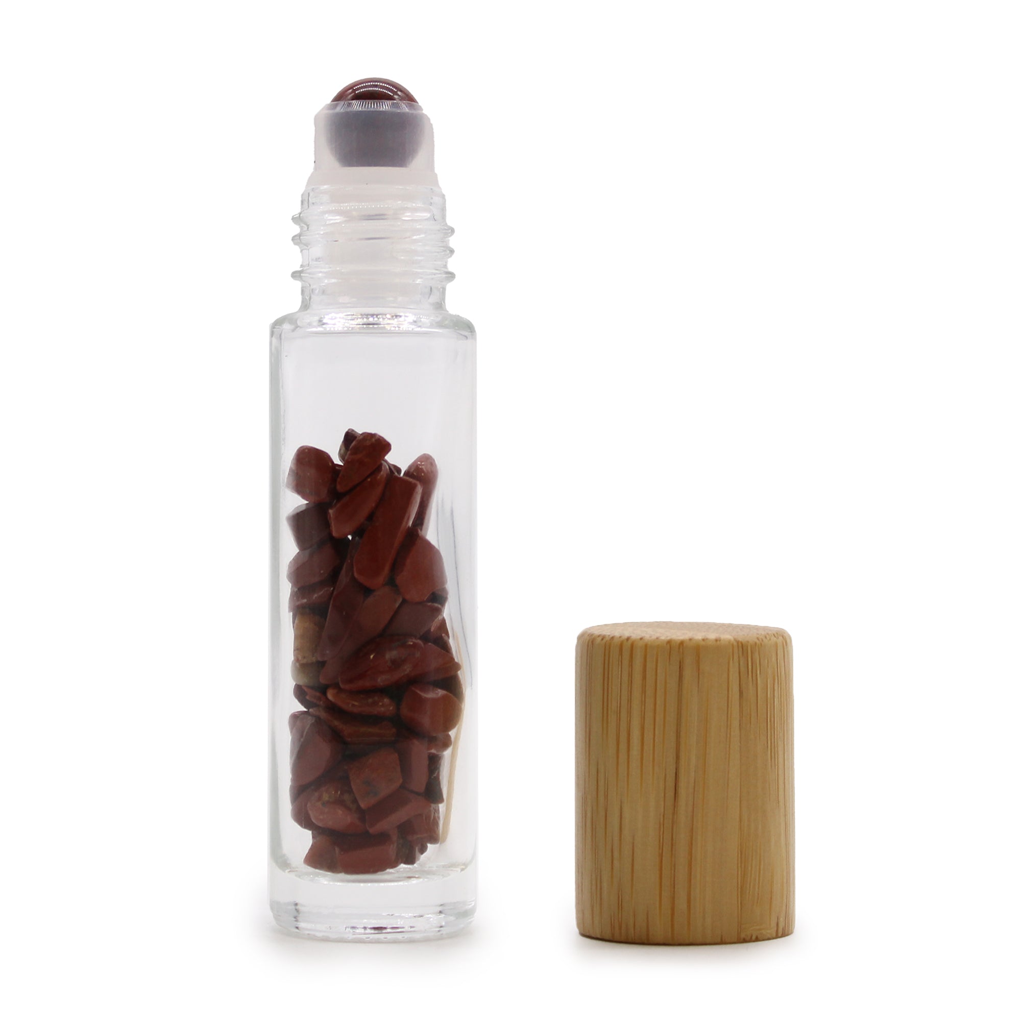 View Gemstone Essential Oil Roller Bottle Red Jasper Wooden Cap information