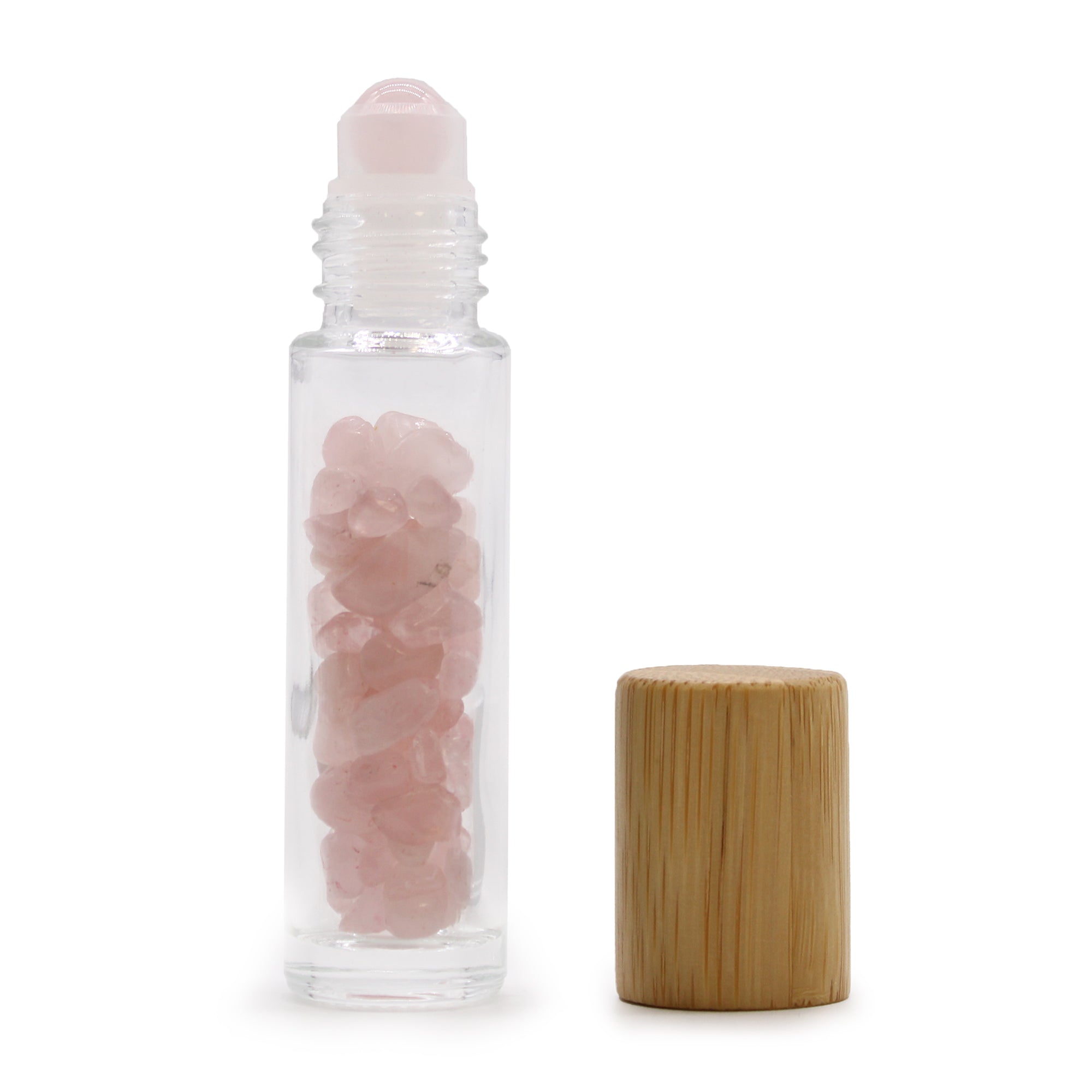 View Gemstone Essential Oil Roller Bottle Rose Quartz Wooden Cap information