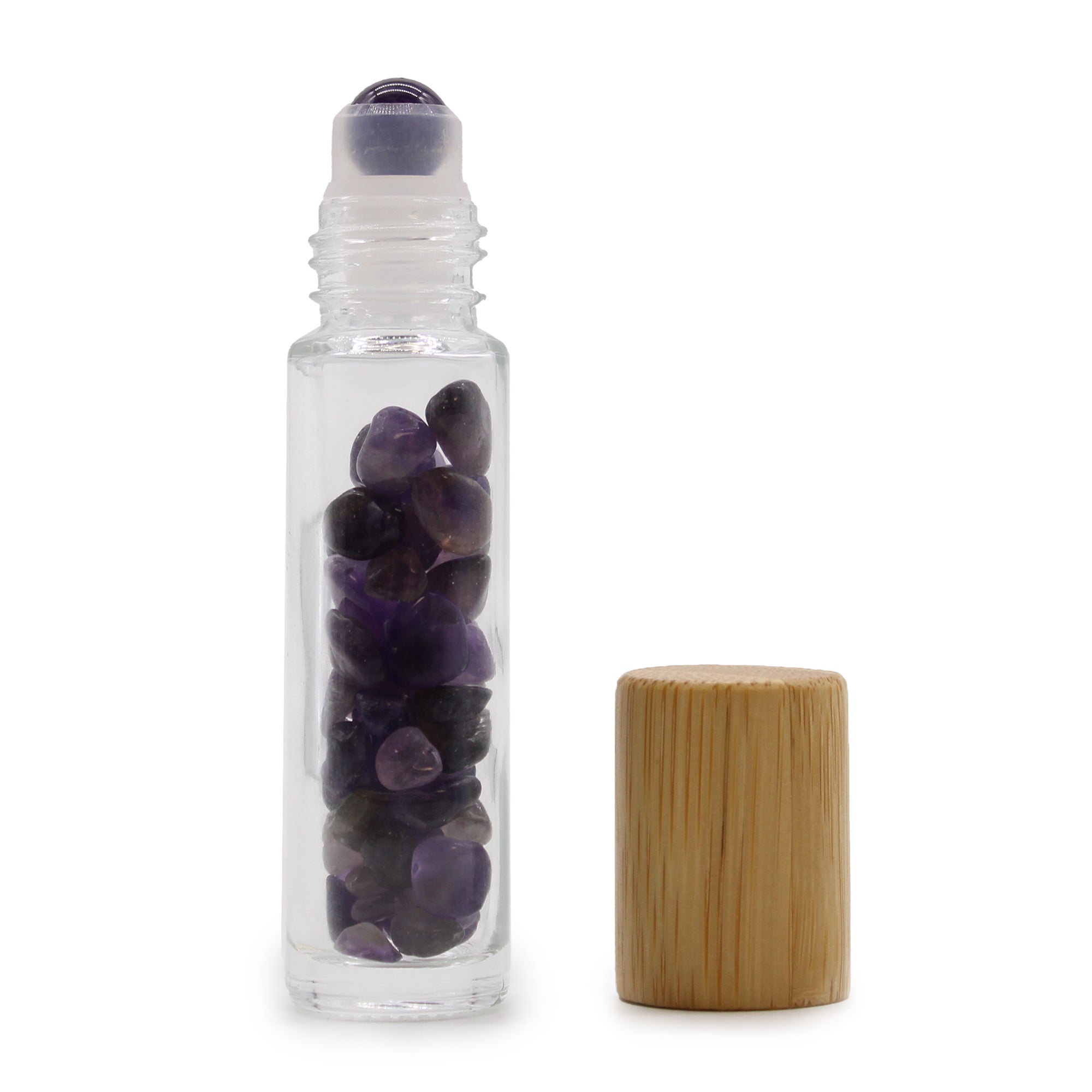 View Gemstone Essential Oil Roller Bottle Amethyst Wooden Cap information