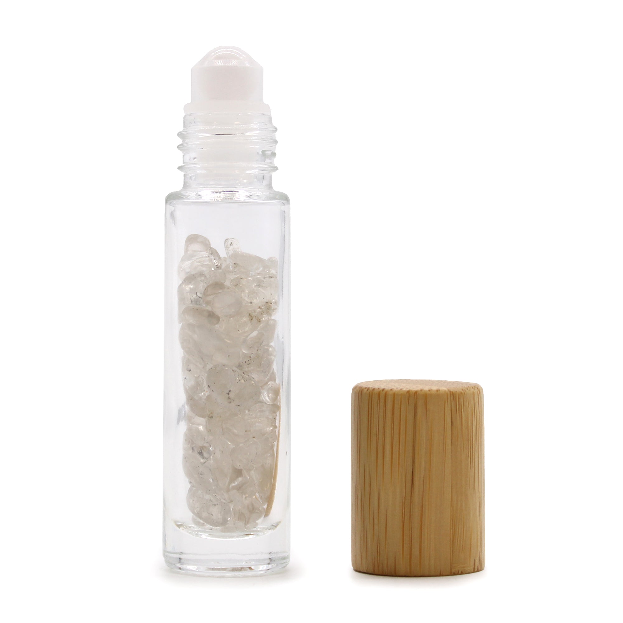 View Gemstone Essential Oil Roller Bottle Rock Quartz Wooden Cap information