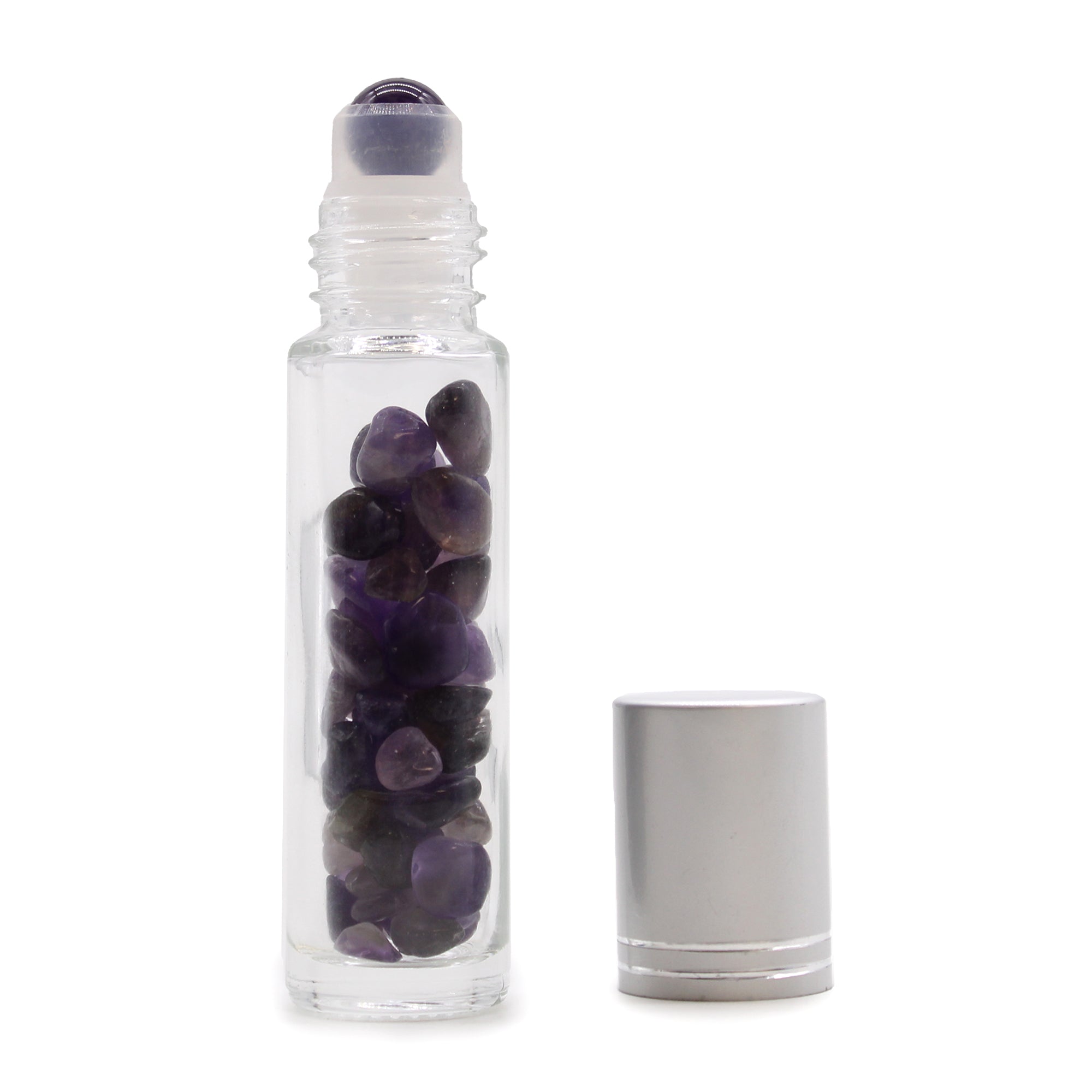 View Gemstone Essential Oil Roller Bottle Amethyst Silver Cap information