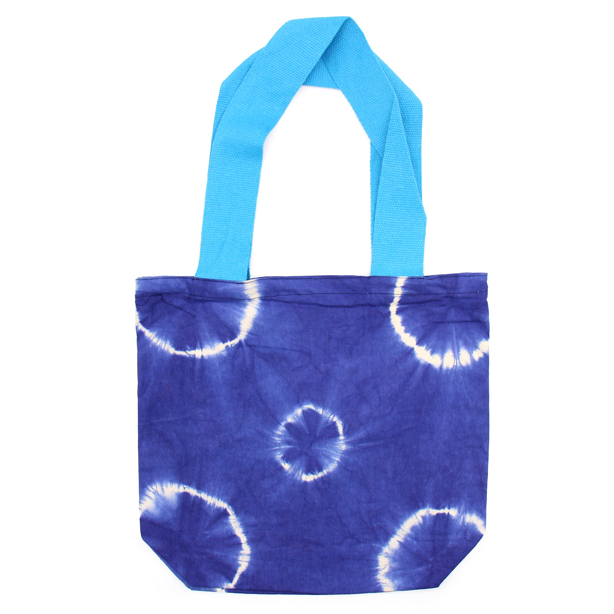 View Natural TyeDye Cotton Bag 8oz 38x42x12cm Blue Rings Blue Handle information