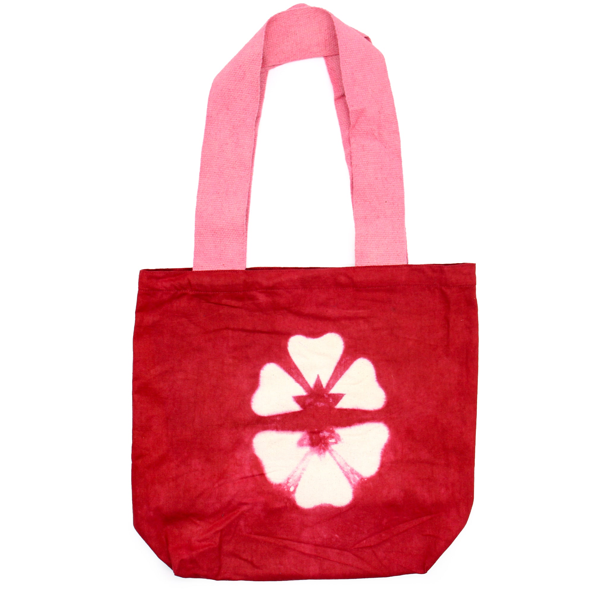 View Natural TyeDye Cotton Bag 8oz 38x42x12cm Maroon Flower Pink Handle information