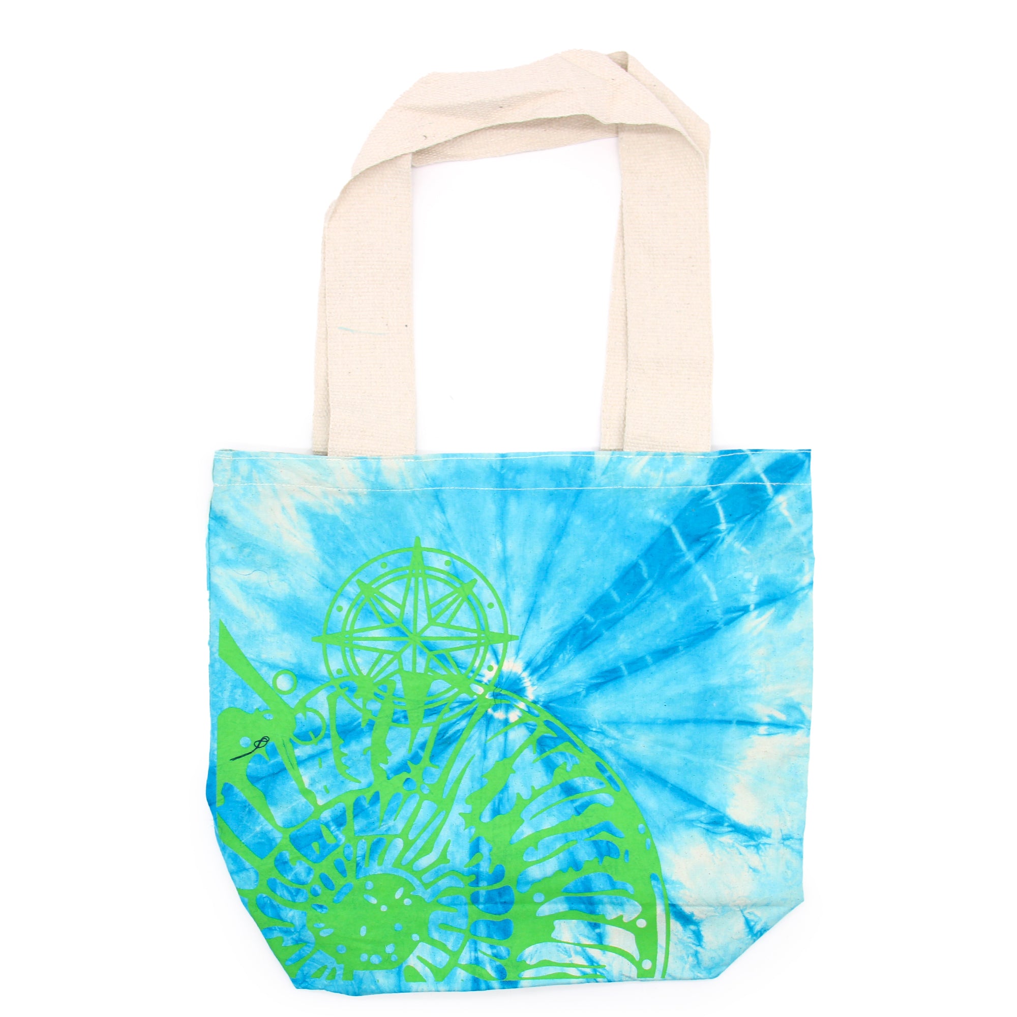 View TyeDye Cotton Bag 6oz 38x42x12cm Sea Shell BlueGreen Green Handle information