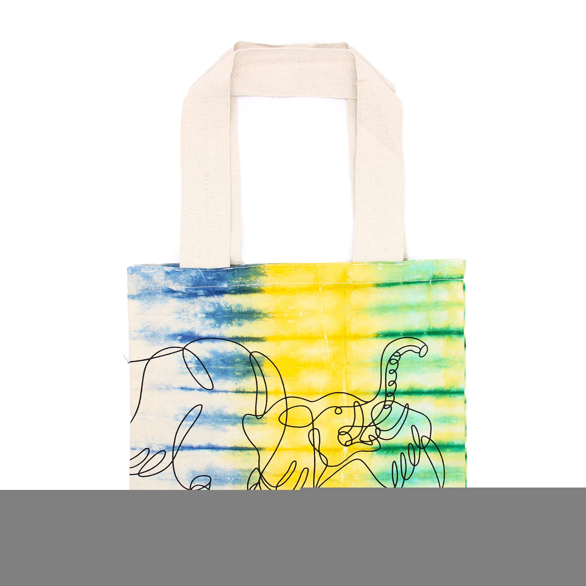 View TyeDye Cotton Bag 6oz 38x42x12cm Elephants Multi Natural Handle information