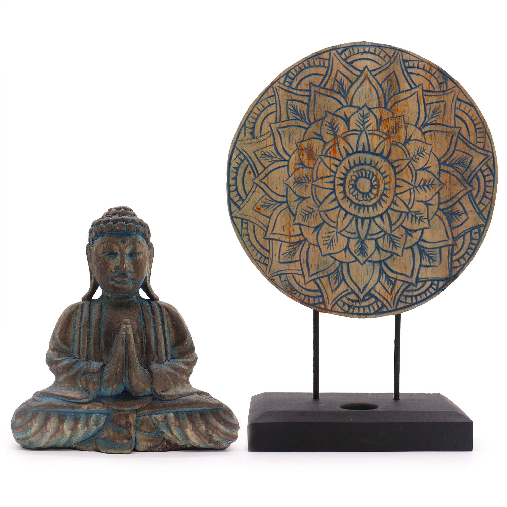 View Buddha Feng Shui Set Flower Mandala Blue information