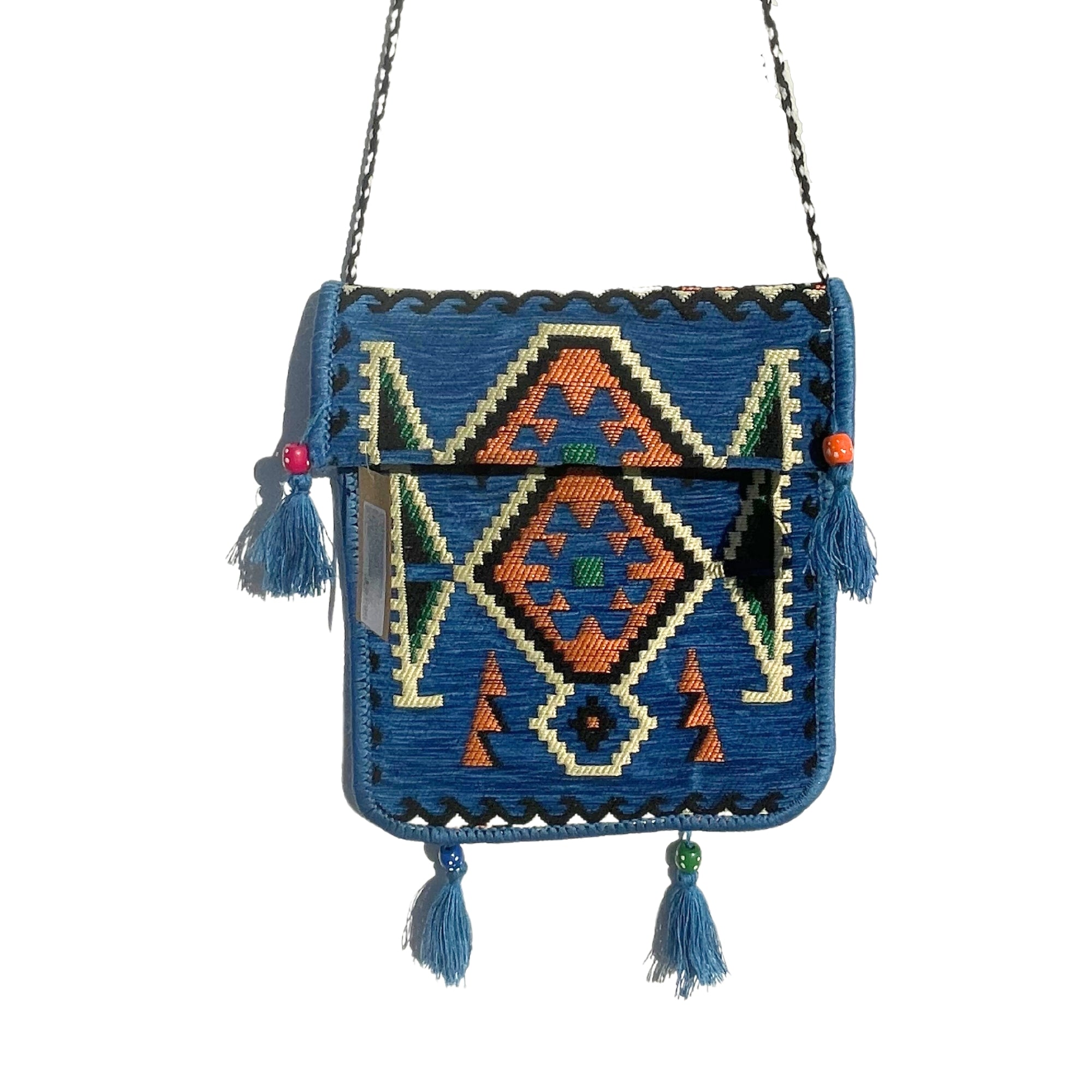 View Sky Blue Kilim Messenger Festival Bag information