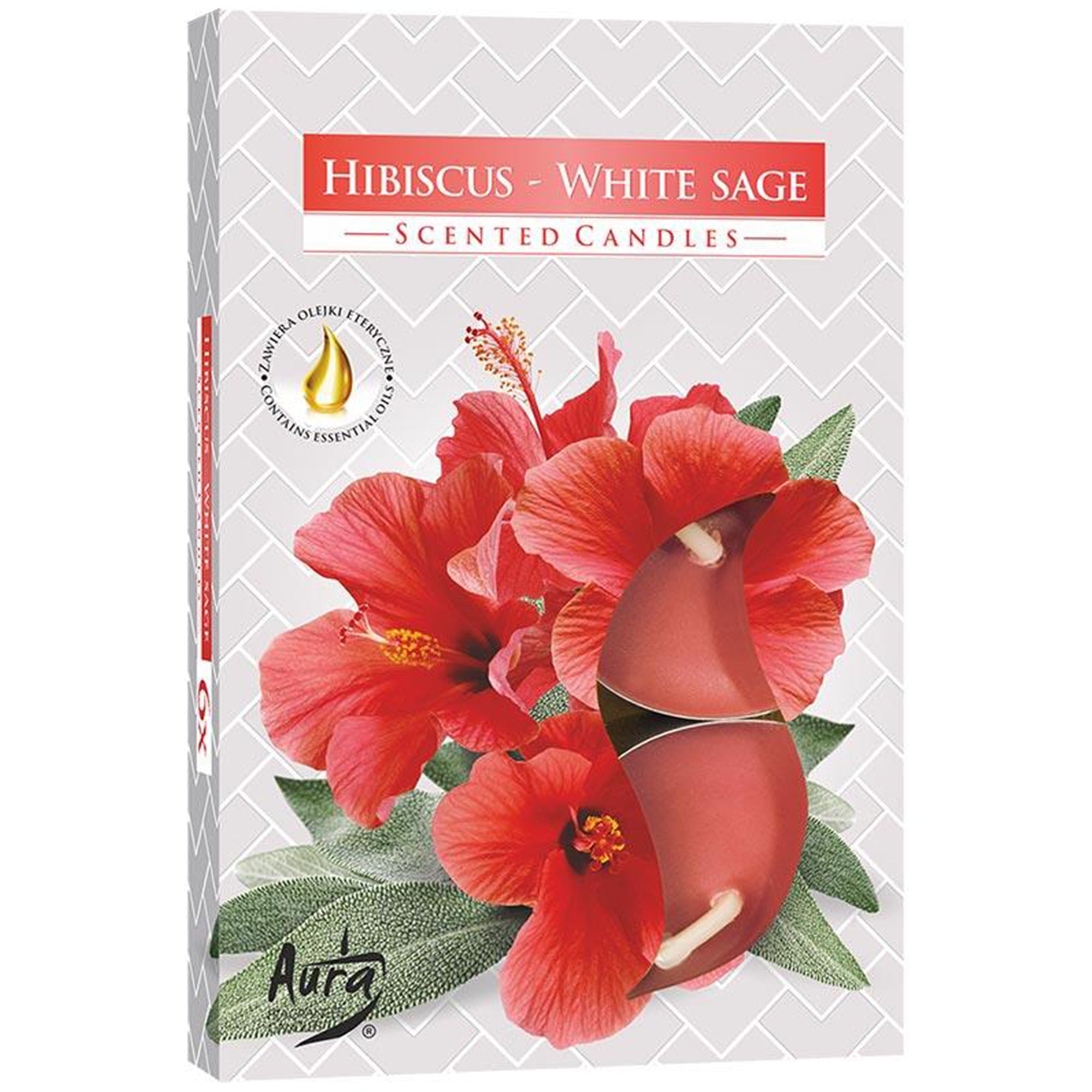 View Set of 6 Scented Tealights Hibiscus White Sage information