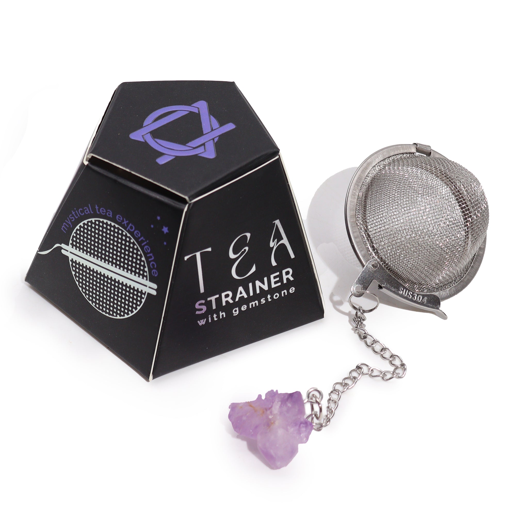 View Raw Crystal Gemstone Tea Strainer Amethyst Cluster information