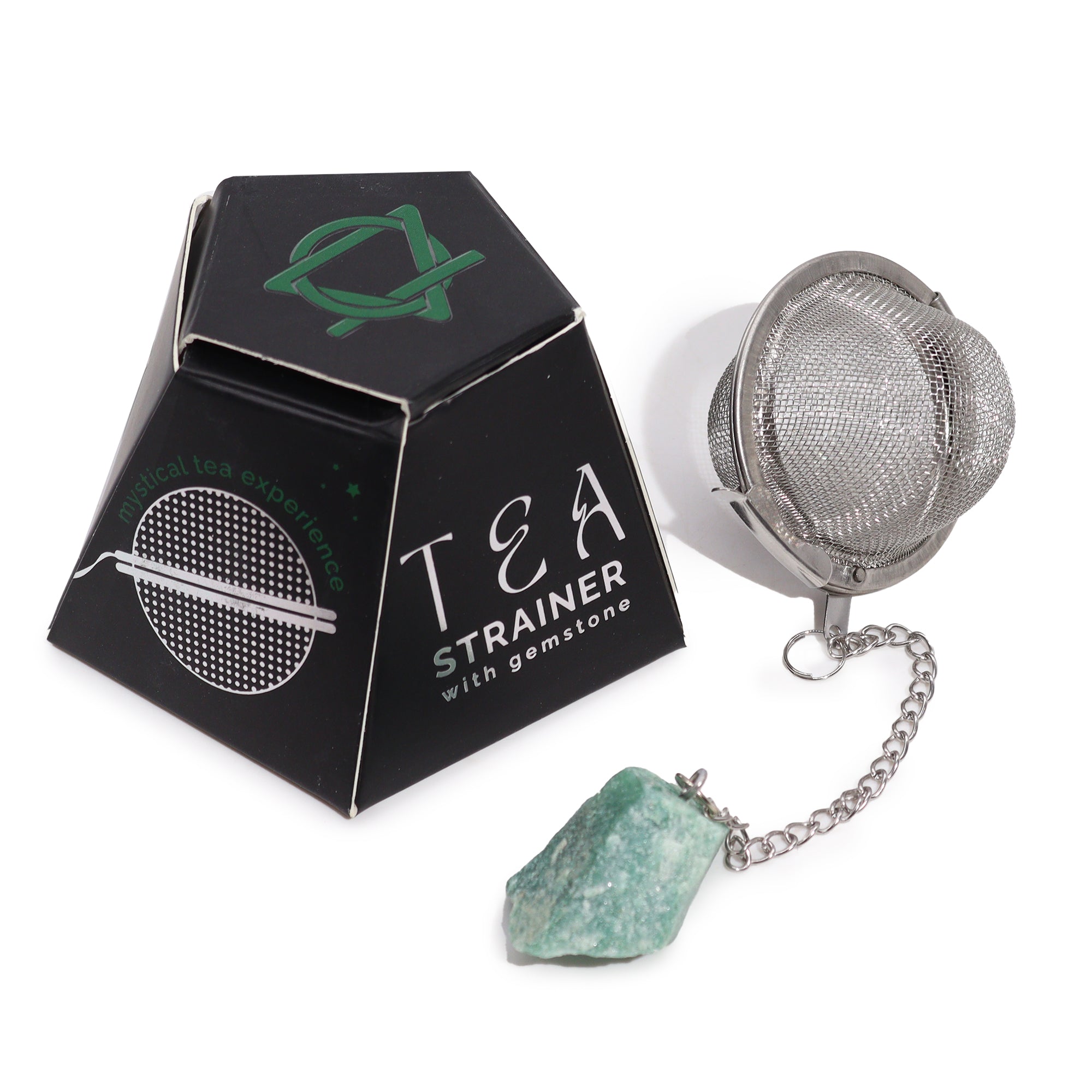View Raw Crystal Gemstone Tea Strainer Green Aventurine information