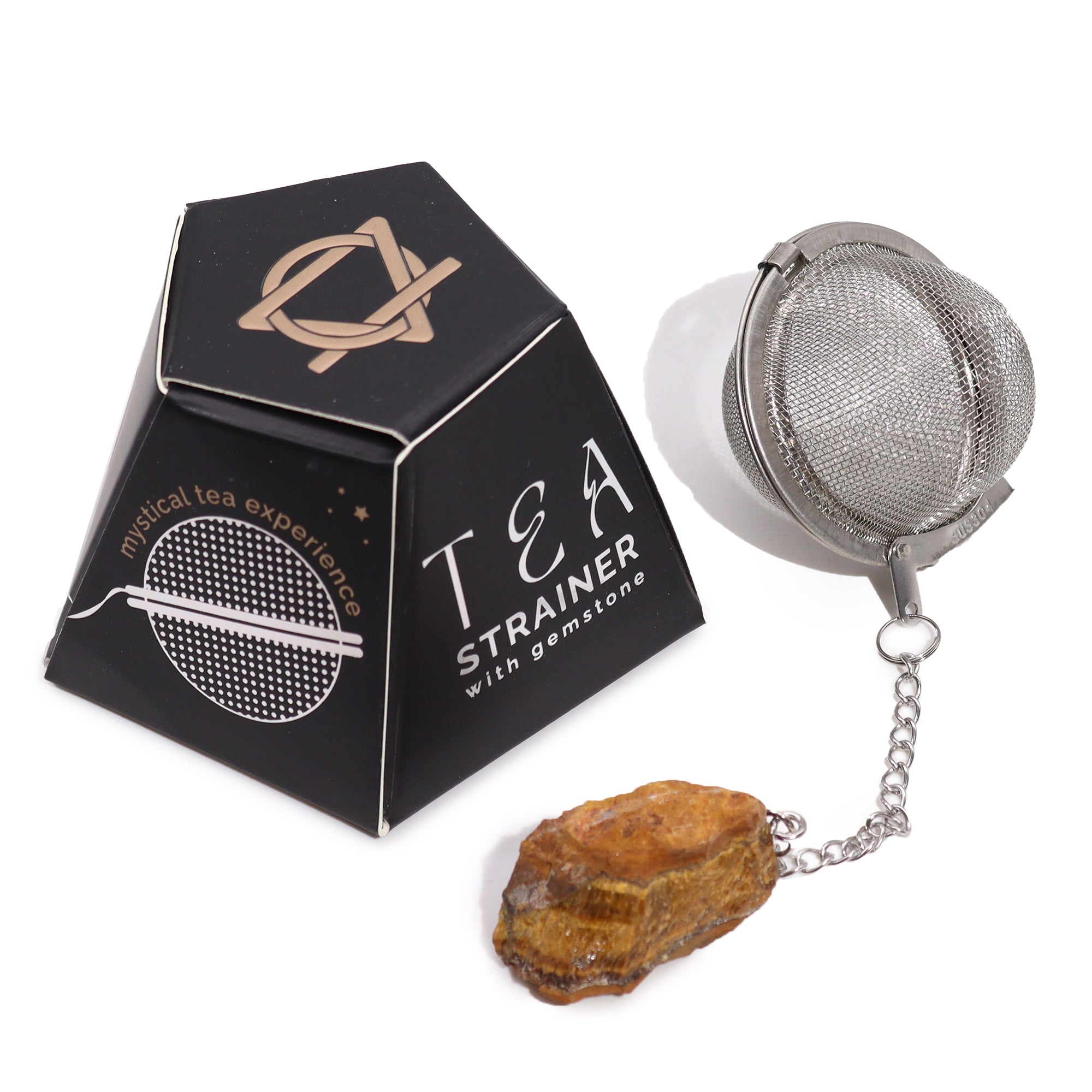 View Raw Crystal Gemstone Tea Strainer Gold Tigers Eye information