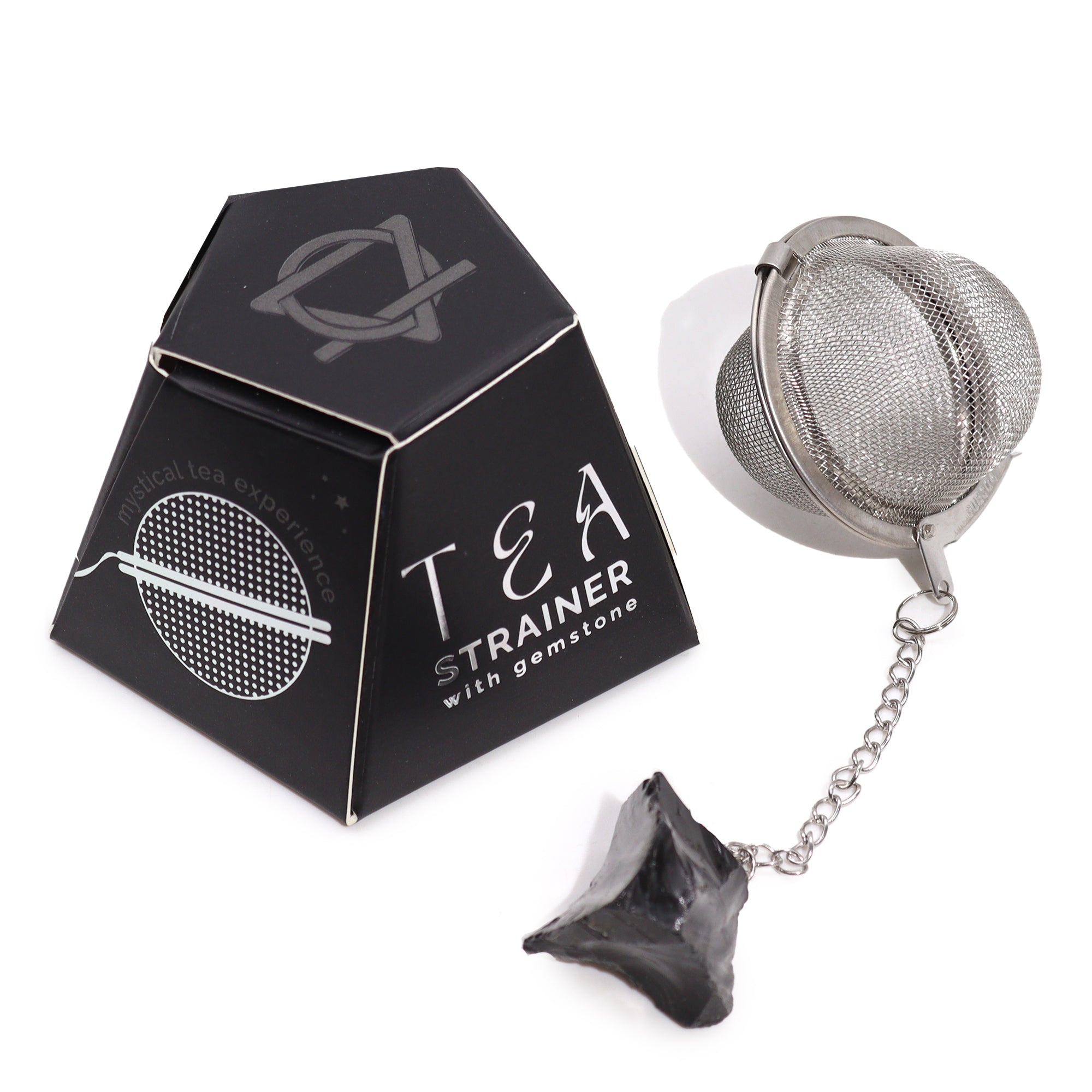 View Raw Crystal Gemstone Tea Strainer Black Obsidian information