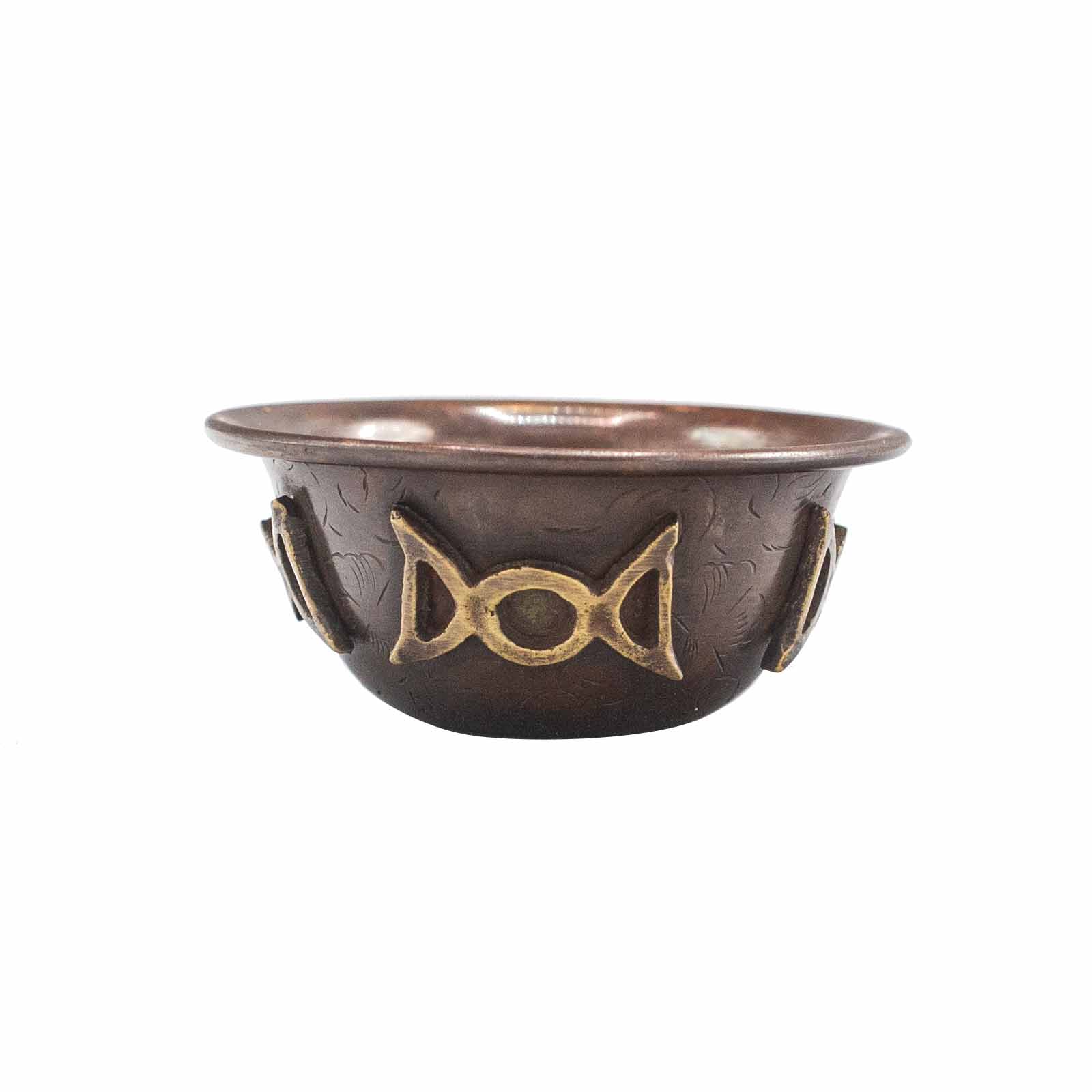 View Antique Copper Ritual Bowl with Triple Moon 8x4cm information