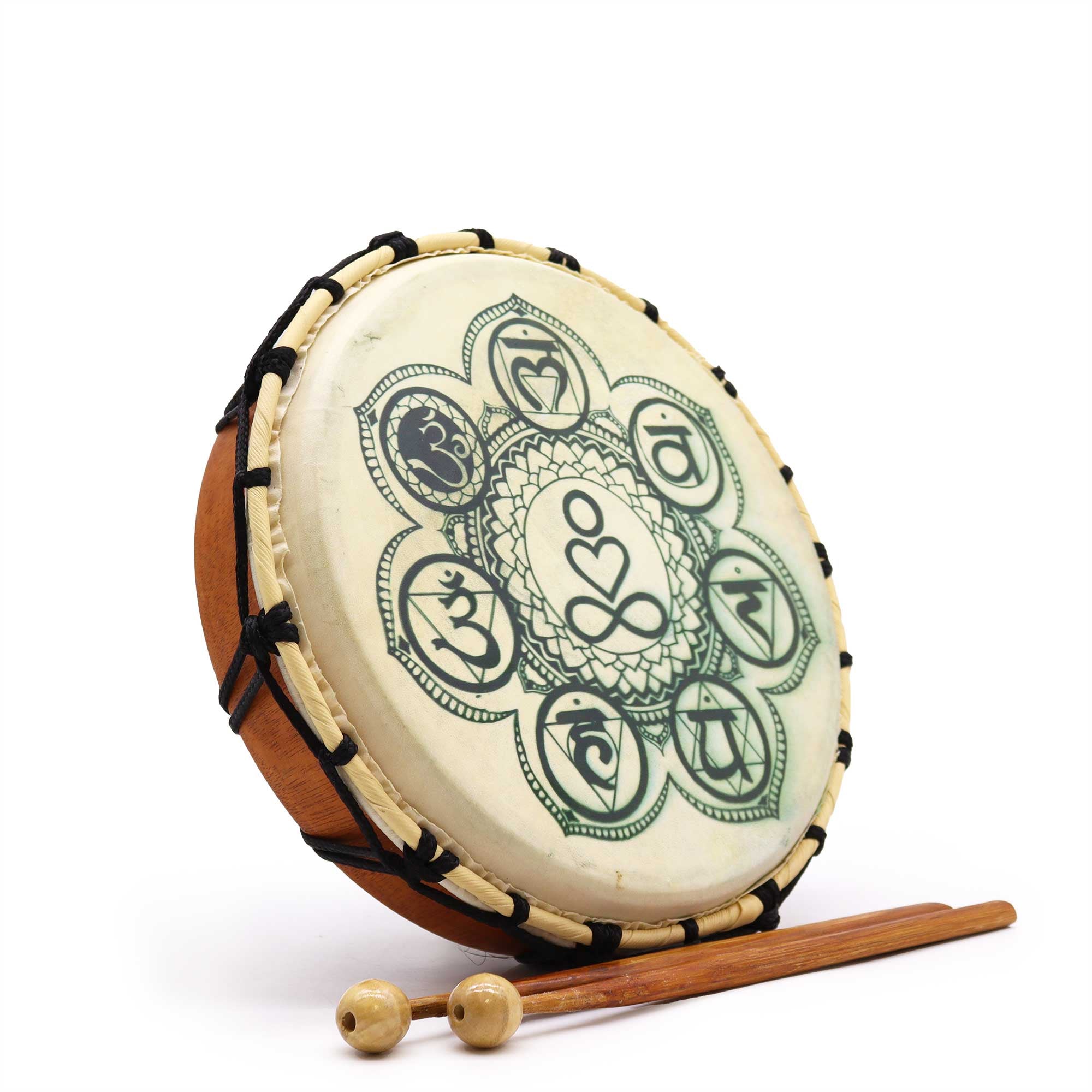 View Chakra Shamanic Drum with Sticks 25cm information