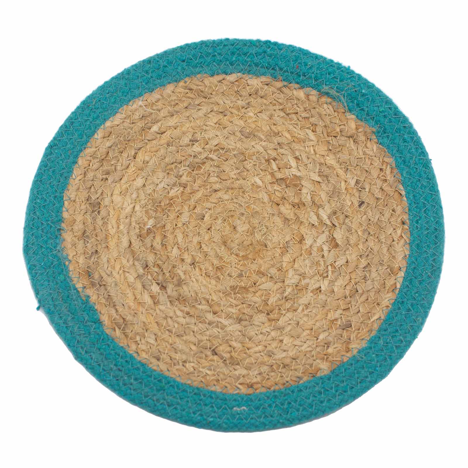 View Natural Place Mat Jute Cotton 30cm Teal Border information